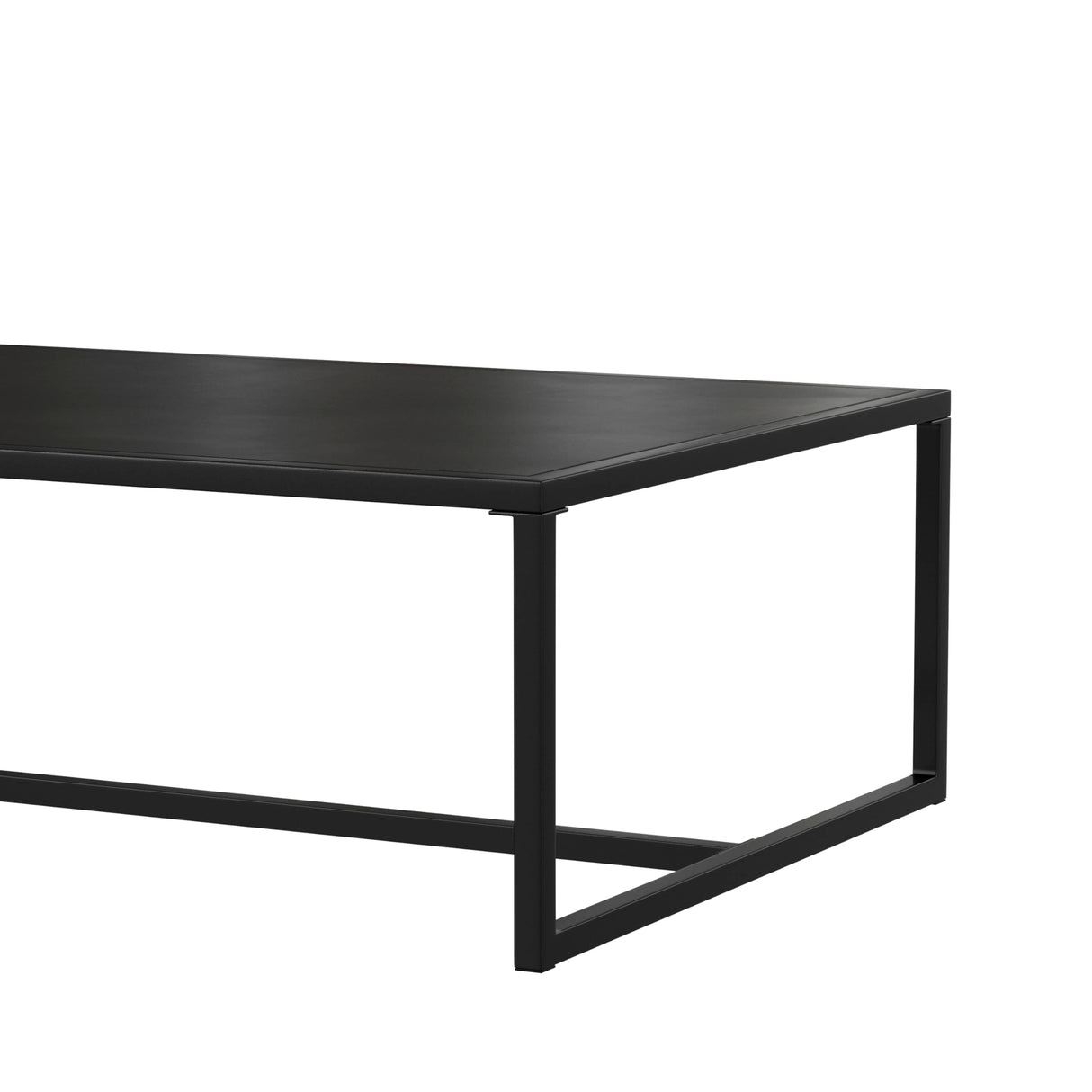 EMMA + OLIVER All-Weather Commercial Grade Indoor/Outdoor Steel Patio Coffee Table in Black EMMA + OLIVER