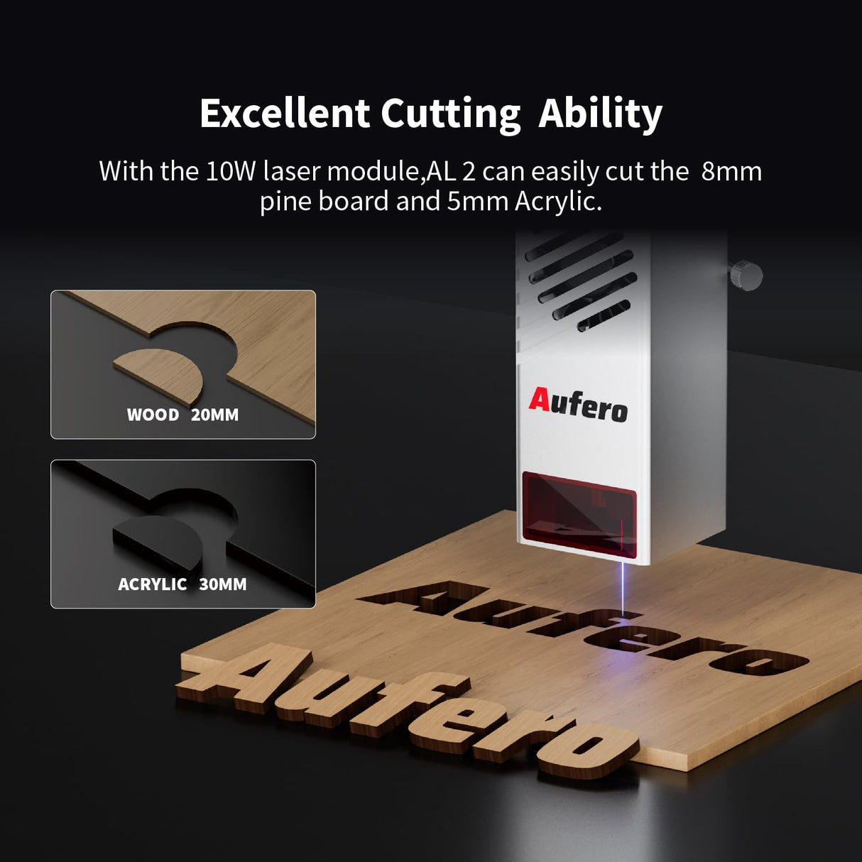 Aufero Laser Engraver Machine 10W Output Laser Engravering Machine with APP Control Laser Engraver and Cutter Machine for Wood, Metal, Acrylic,Leather (10W) Aufero
