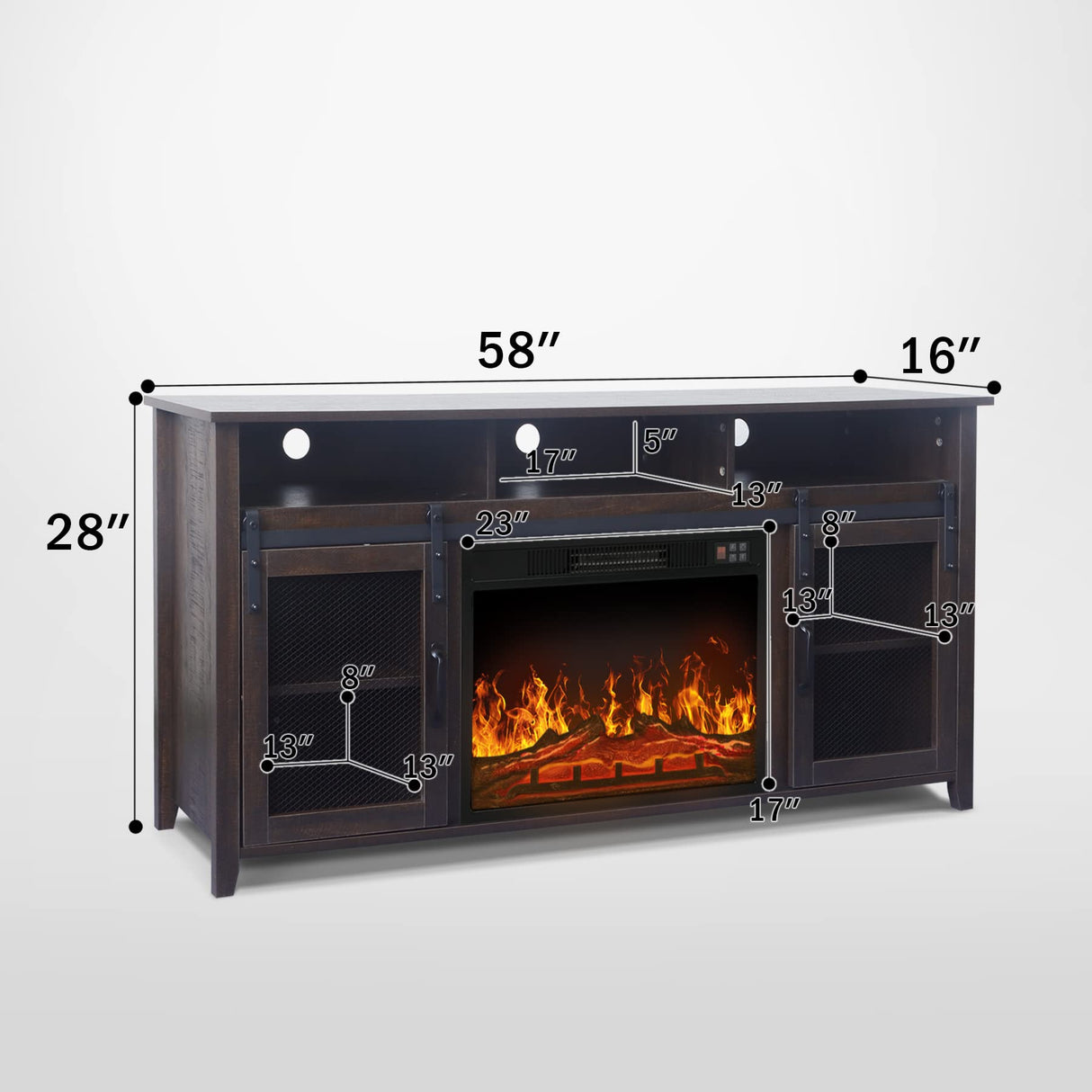 ENSTVER Fireplace TV Stand up to 65",Media Storage Electric Fireplace tv Stands for Living Room(Espresso) ENSTVER