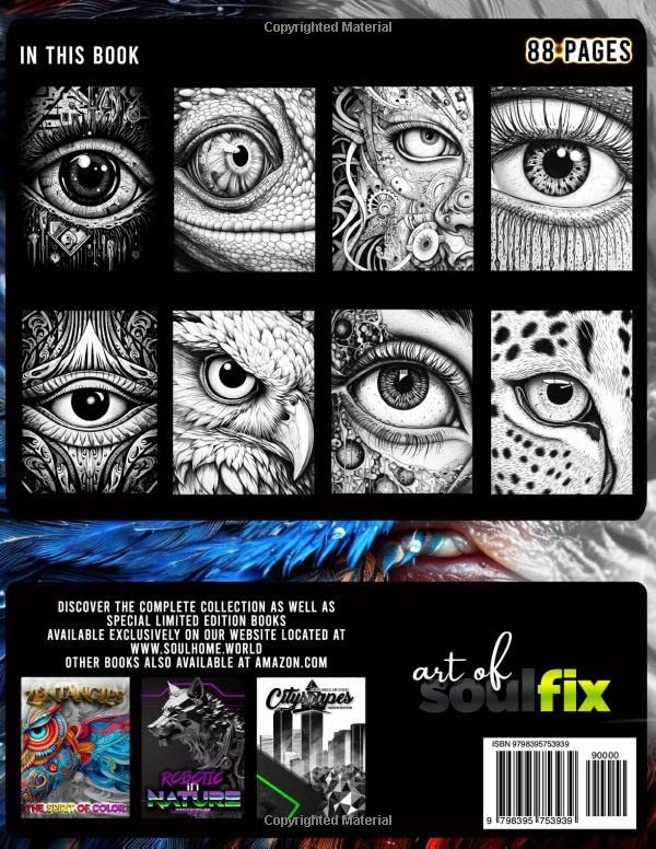 Windows - EYE ART COLORING BOOK: A coloring book focused on the beauty of eyes, from animals, people, nature and imagination. Majosta