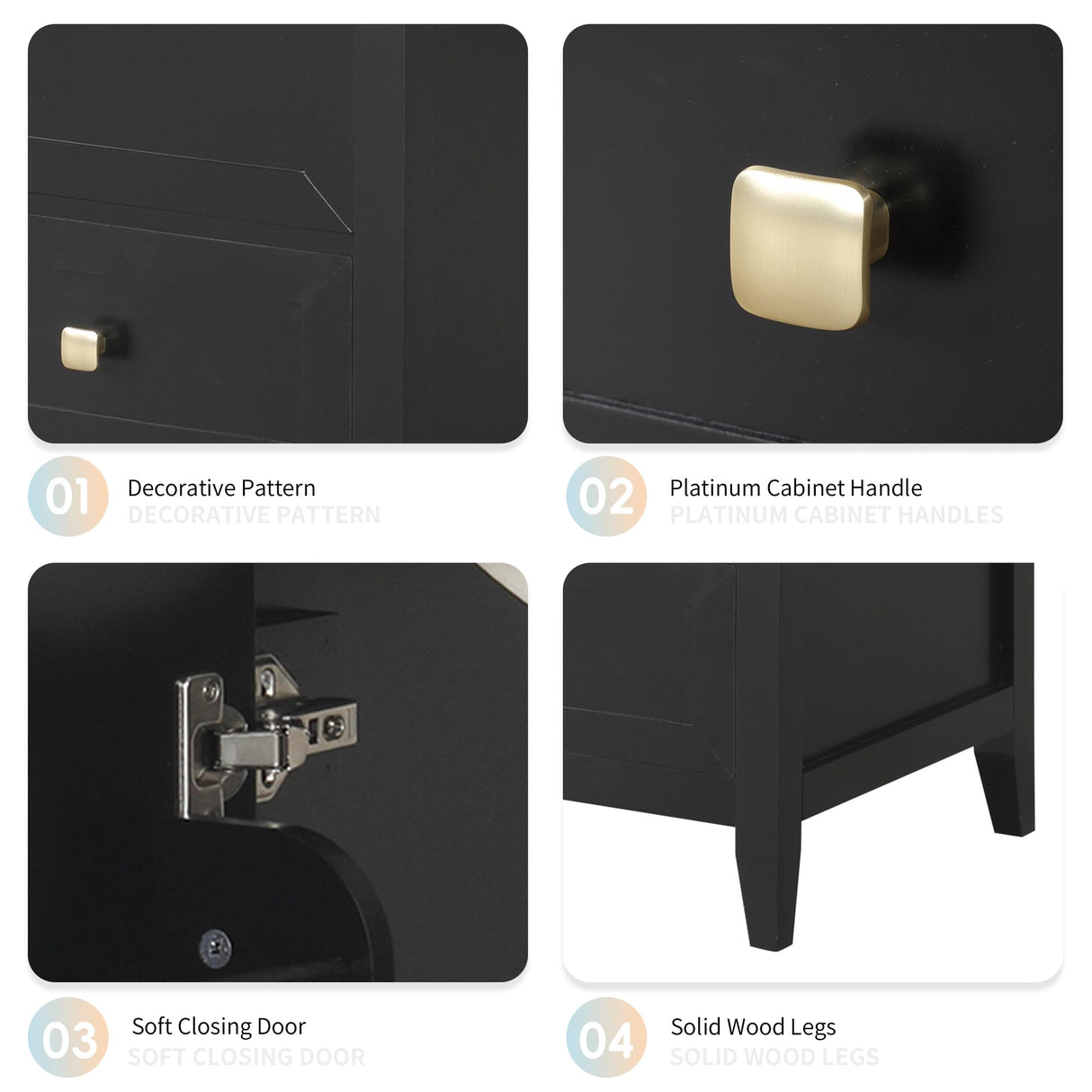 20" Bathroom Vanities with Ceramic Sink, Storage Rack Shelf and One Drawer, Solid Wood & MDF Board, Black Merax