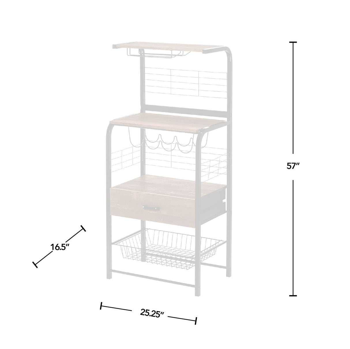 FirsTime & Co. Black and Brown Ansel Bakers Rack, Kitchen Shelf Unit Organizer and Storage Station, Wood and Metal, Farmhouse, 25.25 x 16.5 x 57 inches FirsTime