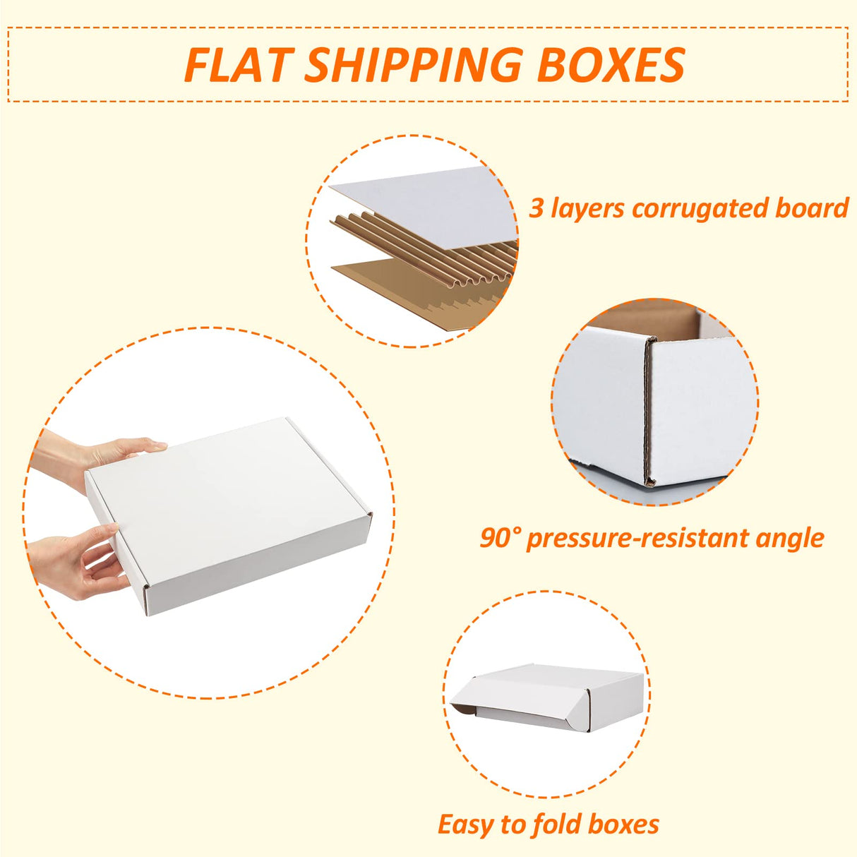 HORLIMER 11x8x2 inches Shipping Boxes Set of 25, White Corrugated Cardboard Box Literature Mailer HORLIMER