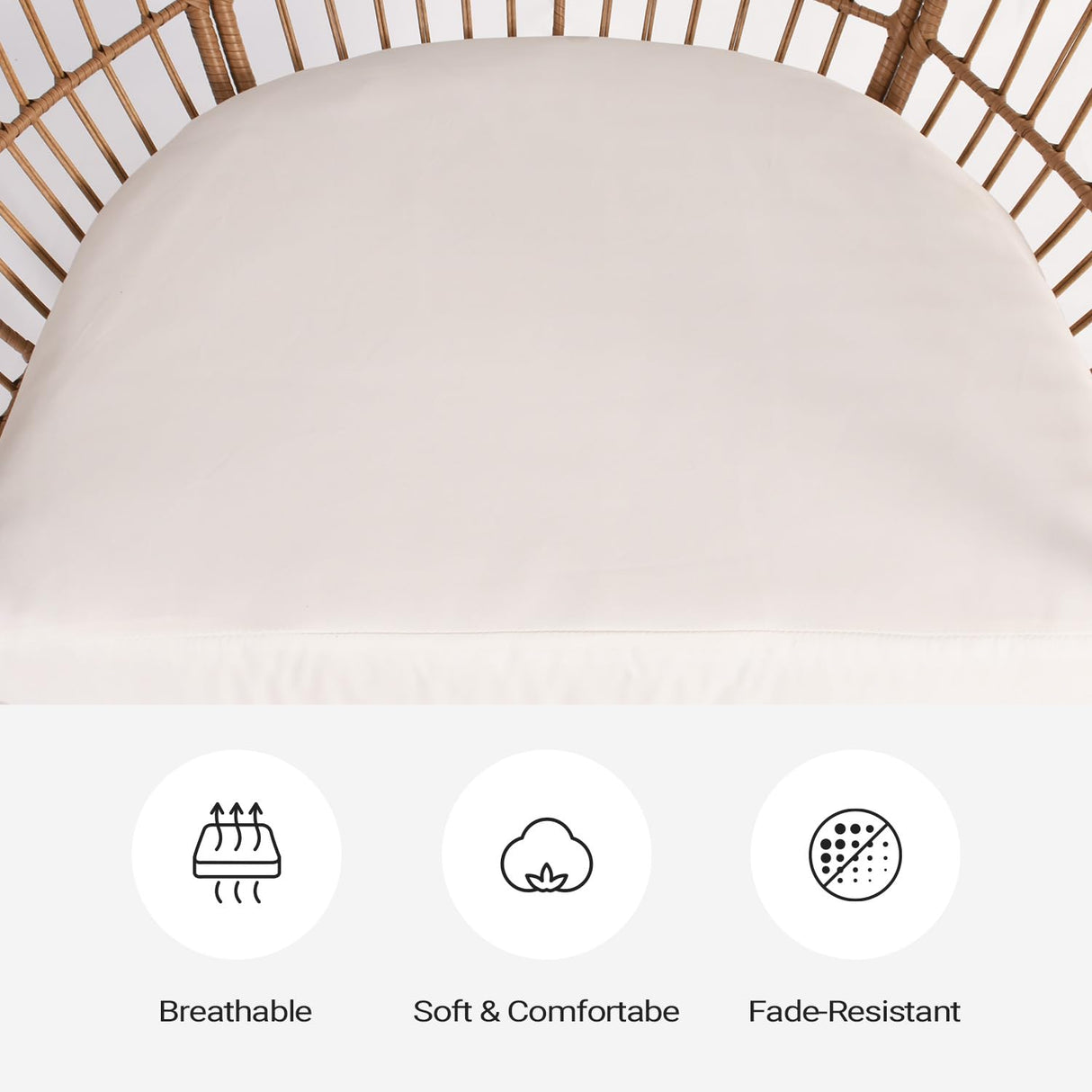 OTSUN Wicker Egg Chair, Oversized Egg Basket Chair for Living Room, Backyard, Outdoor Indoor Lounger with 4 Cushions, 440lb Capacity, Steel Frame, Ivory OTSUN