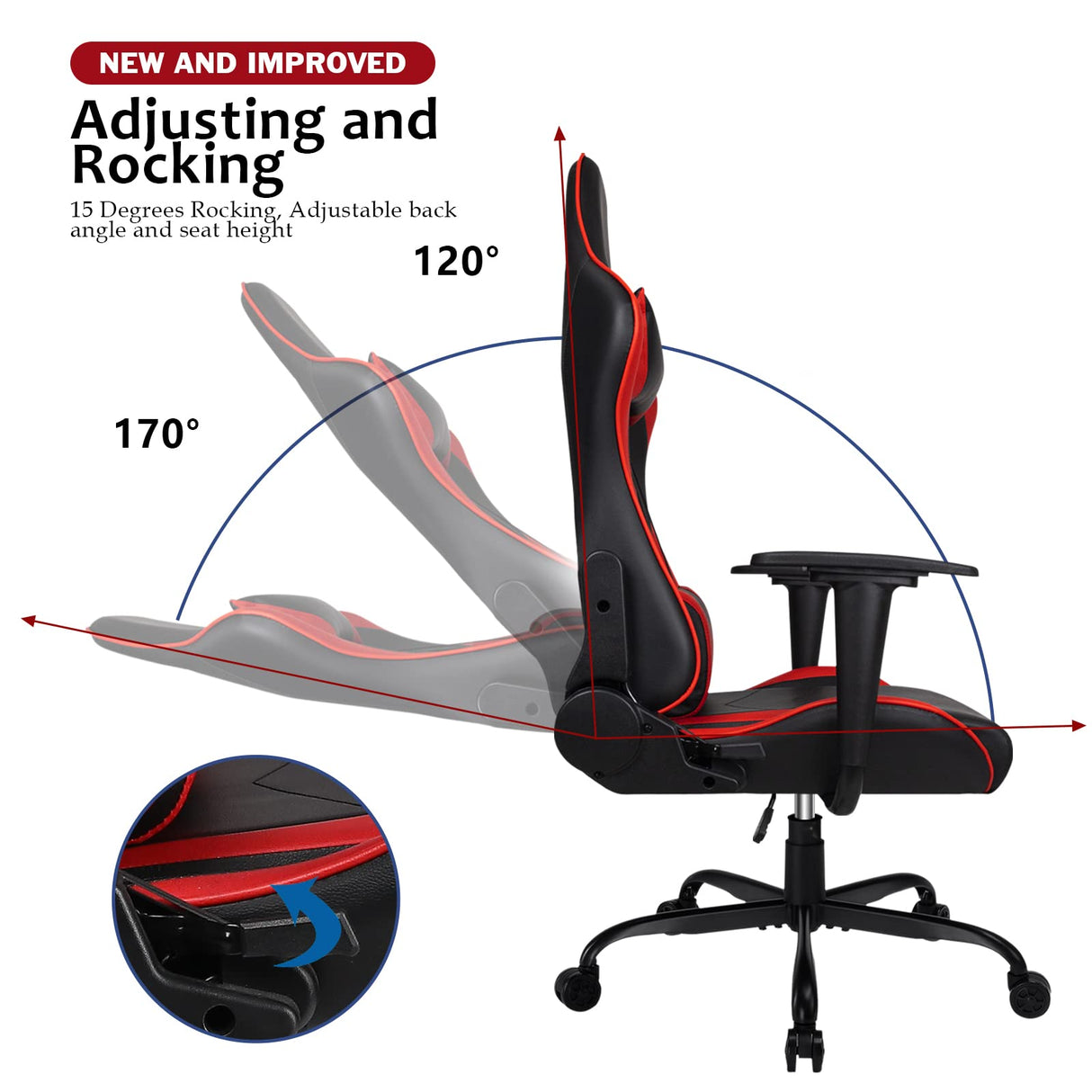 VITESSE Ergonomic Red Gaming Chair for Adults, 330 lbs PC Computer Chair, Racing Office Chair, Silla Gamer Height Adjustable Swivel Chair with Lumbar Support and Headrest… VITESSE