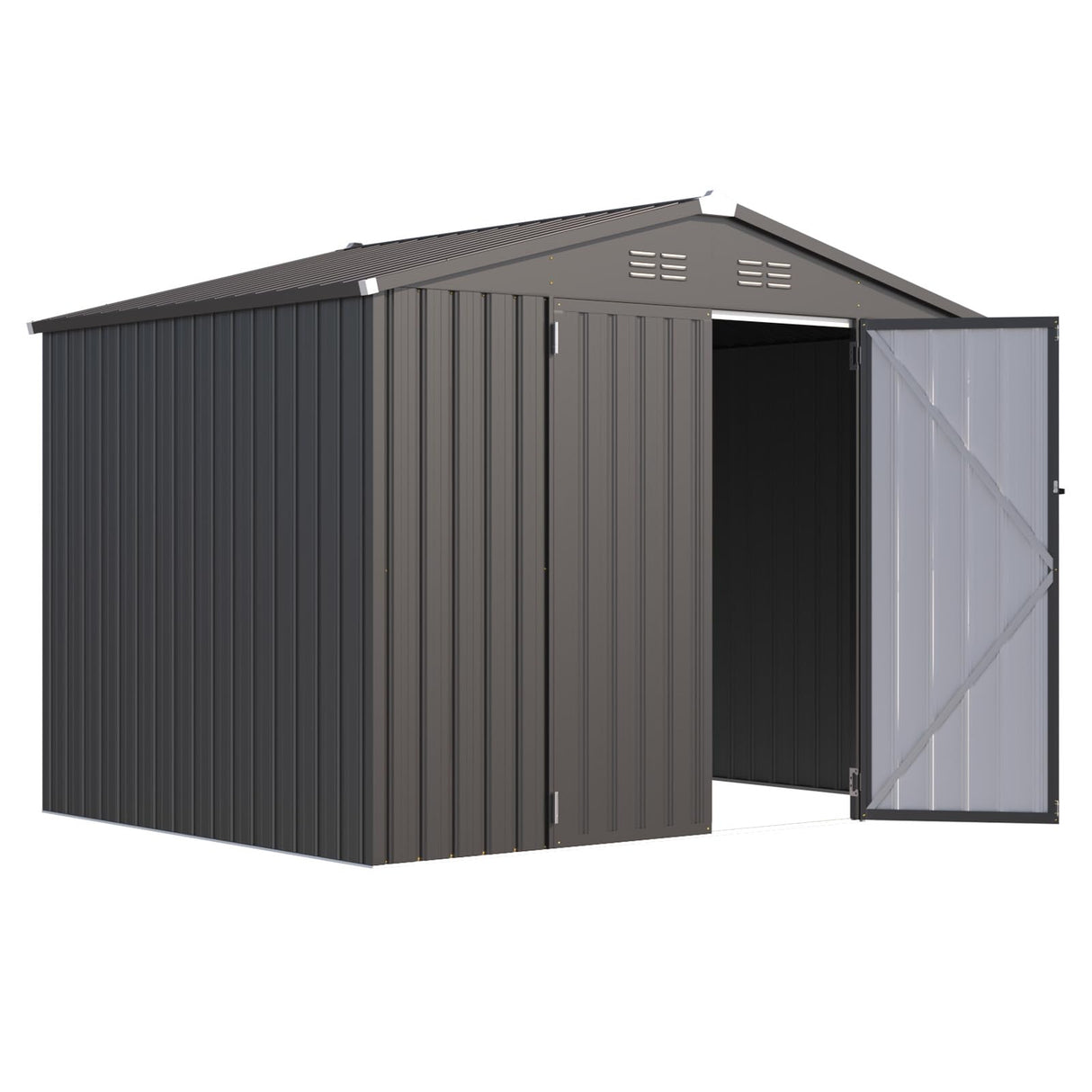 AECOJOY Shed 8' x 6' Metal Storage Shed for Outdoor, Dark Grey Steel Backyard Shed (53 Sq.Ft Land) with Design of Lockable Doors, Utility and Tool Storage for Garden, Backyard, Patio, Outside use AECOJOY