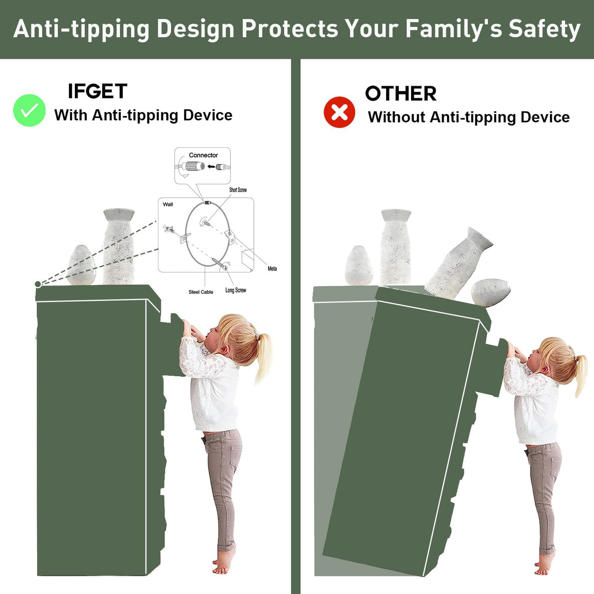 IFGET Farmhouse 8 Drawer Dresser for Bedroom, Tall Chest of Drawers, Chest of Drawers Organizer Storage, Wood Rustic Bedroom Dresser for Closet, Living Room, Hallway, White IFGET