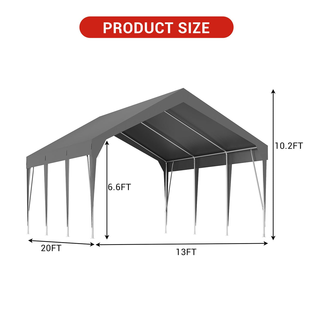 13x20FT Heavy Duty Carport Canopy Portable Garage Shelter, Waterproof & UV Protected for Party Tent, Outdoor Car Storage, Durable Vehicle Protection Shed PeakPursuit