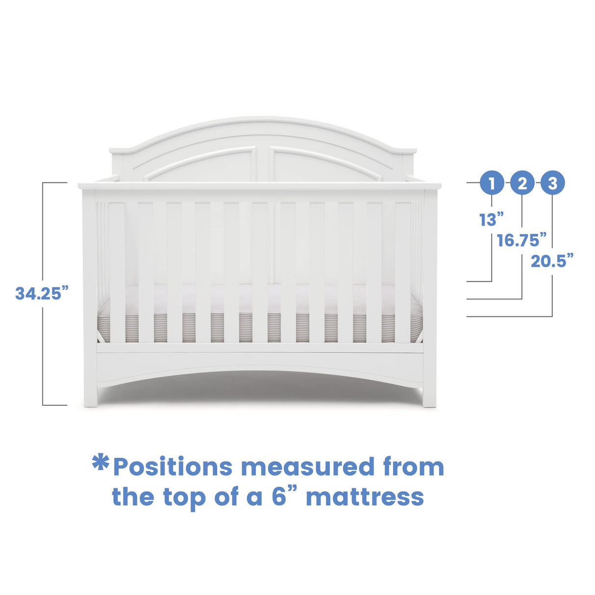 Delta Children Perry 6-in-1 Convertible Crib - Greenguard Gold Certified, Bianca White Delta Children