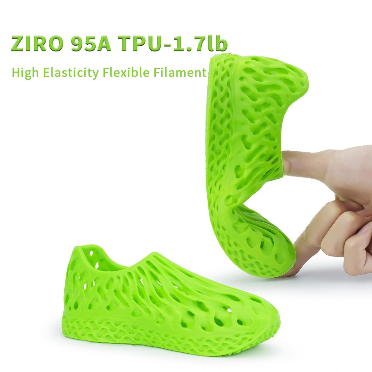 ZIRO TPU Filament 1.75, 3D Printer Filament 1.75mm, Shore 95A Hardness Bright Color TPU, Flexible Soft Printing Material, 0.8KG/1.8lbs Spool, Fit Most 3D FDM Printers, Green ZIRO