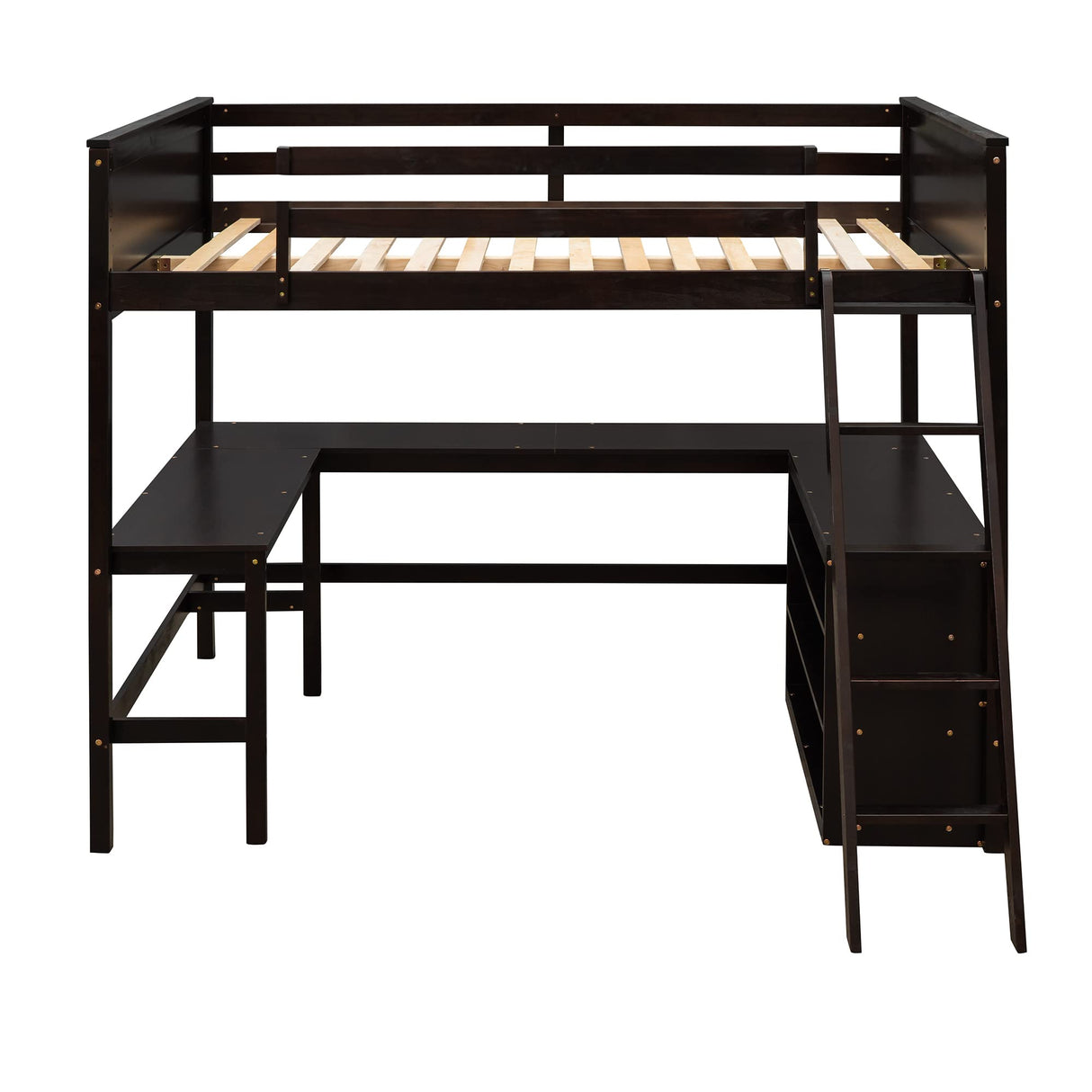 Espresso Wooden Full Size Loft Bed with Integrated Desk and Storage by Harper & Bright Designs Harper & Bright Designs