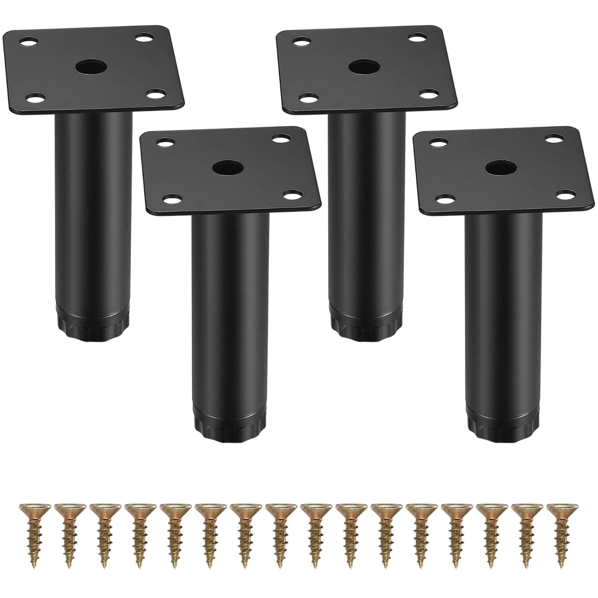 Fulushouxi 4 Pcs Furniture Legs, Metal Cabinet Legs, 4 inches/10 cm Adjustable Furniture Support Feet for Kitchen Shelves Sofa Table Chair Desk Cupboard Furniture Adjustable Legs Feet Foot Fulushouxi