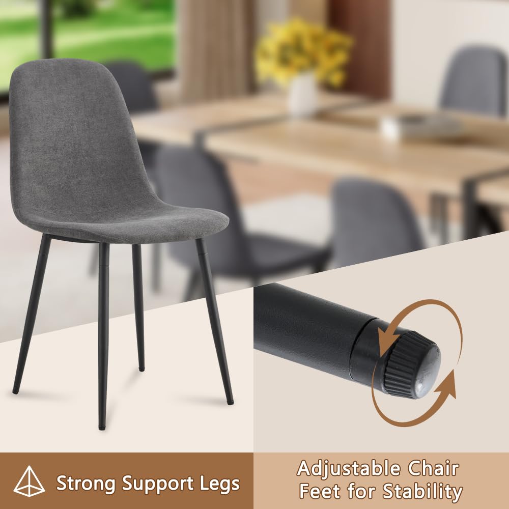 86.6" Dining Table Set for 10, Modern 11 Piece Wood Kitchen Table and Chairs Set, Large Rectangle Dining Table with 10 Linen Fabric Upholstered Chairs, Perfect for Family Gatherings and Dining Room UELKS