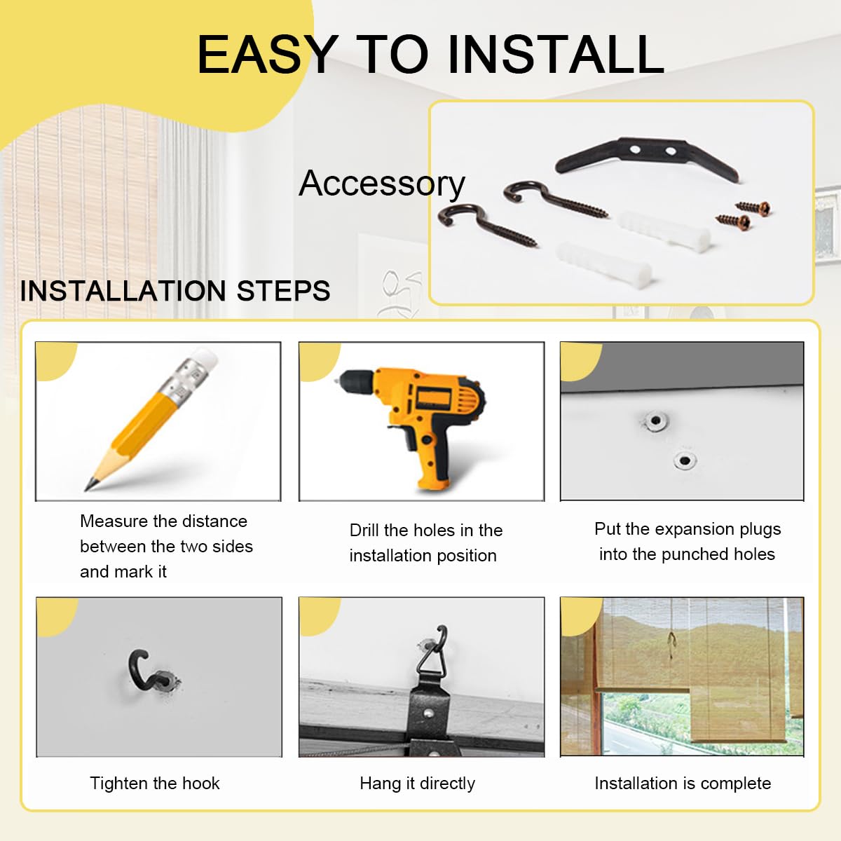 Custom Bamboo Blinds, Black Out Blinds Outdoor Indoor Bamboo Roman Shades, Patio Roller Blinds, Porch Patio Privacy Blinds Screen with Lifting Devices, Easy Installation VIHKUIV