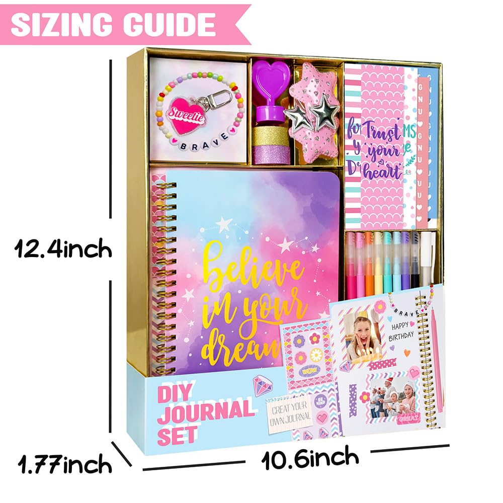 Nollh DIY Journal Kit for Girls - DIY Journal Set for Tween & Teen Girls, Stationery Set, Scrapbook & Diary Supplies Set, Journaling Art Crafts Kit, Ideal Gifts for 8 9 10 11 12 13 14 Year Old Girl Nollh