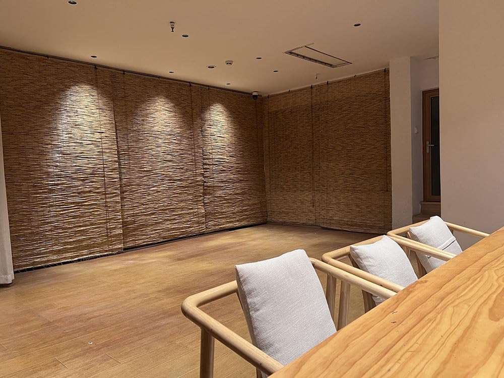 Natural Bamboo Blinds for Windows, UV Protection Outdoor Roller Shades Cordless Roll Up Reed Roman Blinds for Patio Privacy, Retro Bamboo Curtain with Lifter, width 24 30 36 48 52 64 72in(52"W x 72"H) KAKVSRBPER