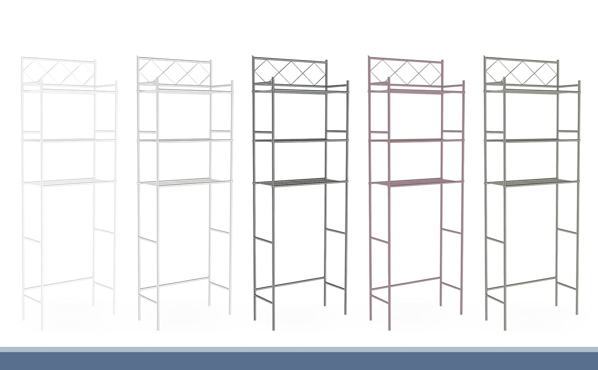 J&V TEXTILES 3-Shelf Bathroom Organizer Over The Toilet, Bathroom Spacesaver (Silver) J&V TEXTILES