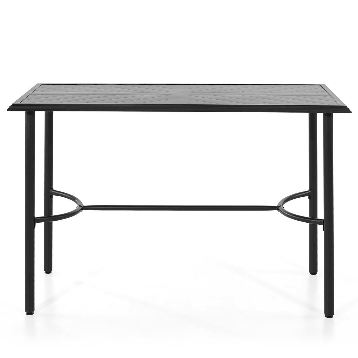 MFSTUDIO 36.2” Patio Counter Height Bar Table, with Rectangular Heavy Duty Metal Table Top for 4, All Weather Resistant Outdoor Table, Black MFSTUDIO