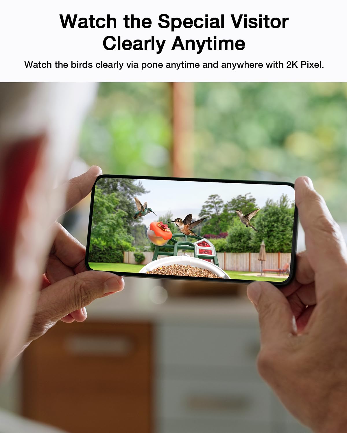 HARYMOR Bird Feeder with Camera Supports AI Identify Bird Species, 2K Live Video, Bird Arrival Alert, Solar Powered, Bird House Camera Wireless Outdoor with Mini Hummingbird Feeder for Watching Birds HARYMOR