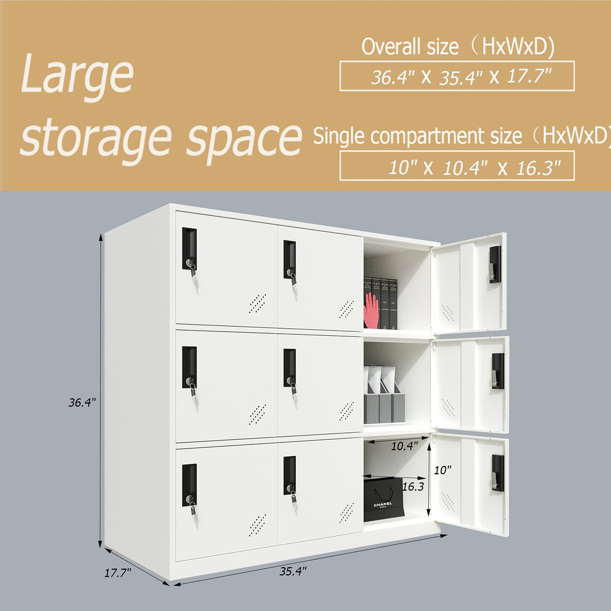 MECOLOR 9 Door Bedroom Furniture,Metal Locker with Cloth Rail and Shelf,Kids Living Room Locker,Storage lockers for Office (FWH) MECOLOR