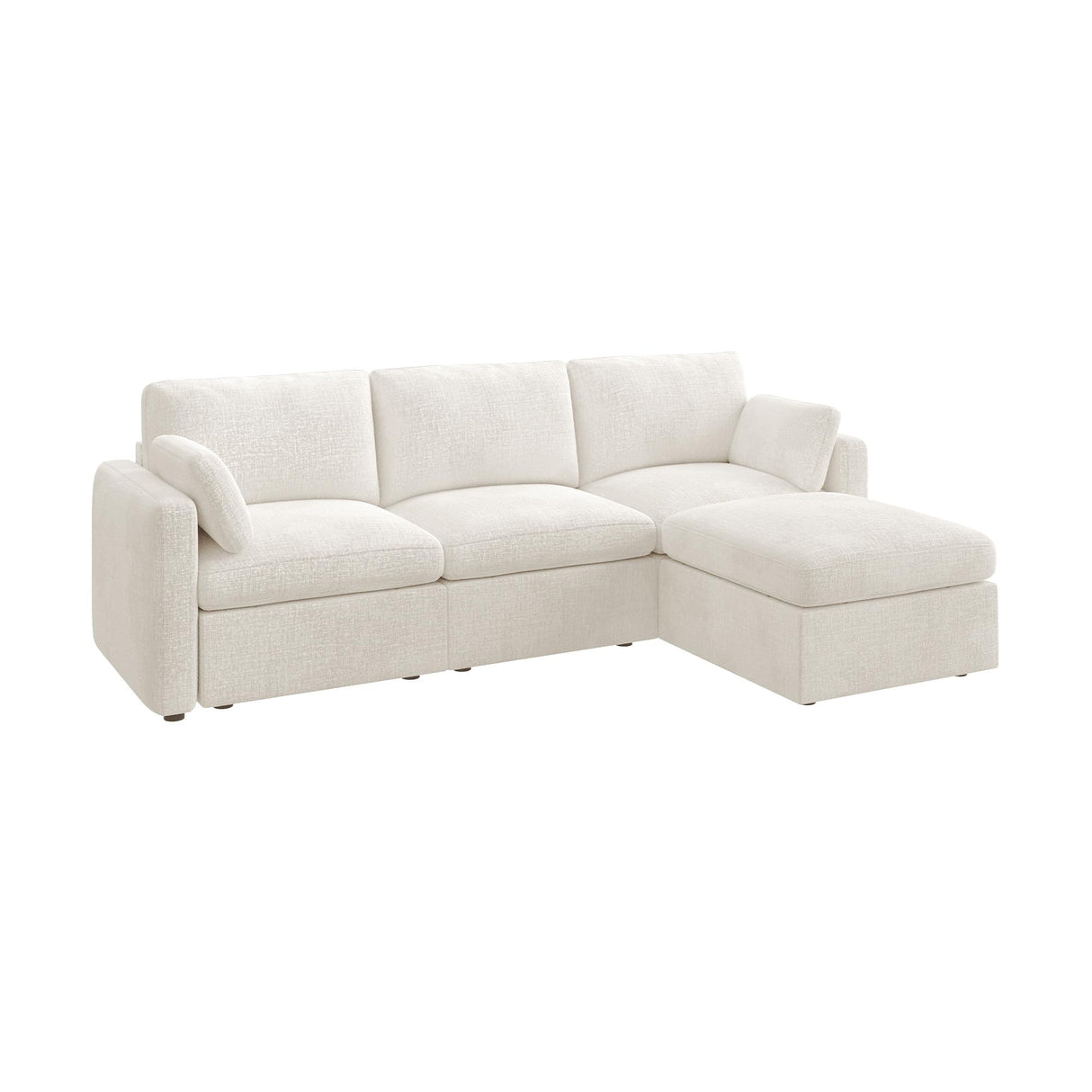 HONBAY Modular Sectional Couch with Storage Seats, L Shaped Sectional Sofa with Storage, Chenille Sectional Couches for Living Room, Beige HONBAY