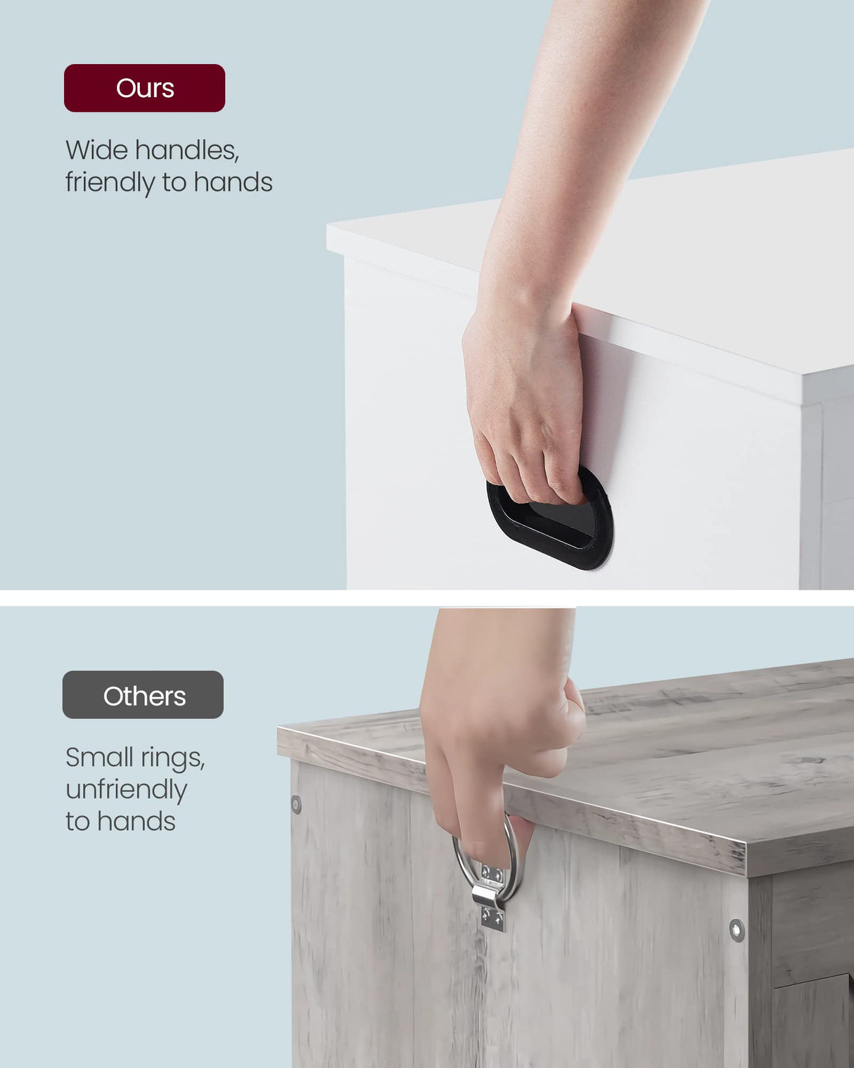 VASAGLE Storage Chest, Storage Trunk with 2 Safety Hinges, Storage Bench, Shoe Bench, Farmhouse Style, 15.7 x 31.5 x 18.1 Inches, for Entryway, Bedroom, Living Room, Cloud White ULSB062T14 VASAGLE