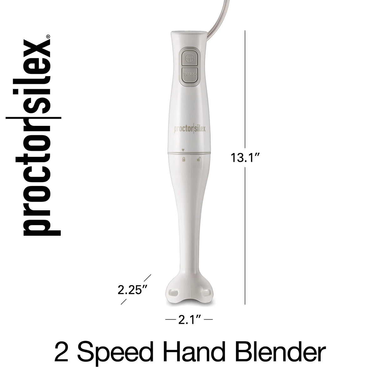 Proctor Silex Electric Immersion Hand Blender with Detachable Dishwasher Safe Handheld Blending Stick, 2-Speeds, 150 Watts, White (59739) Proctor Silex
