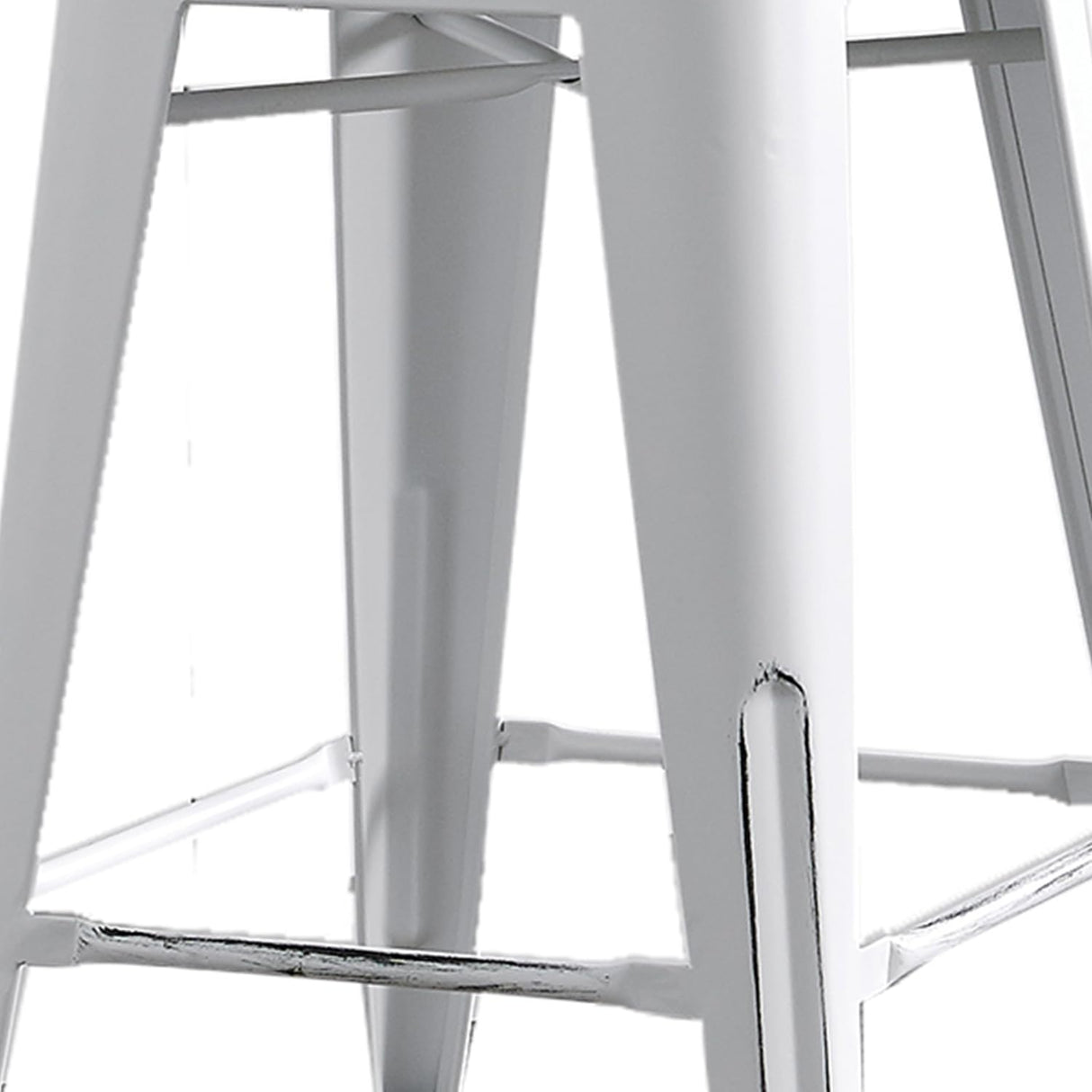 AC Pacific Modern 24” Metal Barstool Set of 2 – Country Rustic Style with Low Back, Lightweight & Sturdy Build, Easy Assembly, Distressed White AC Pacific