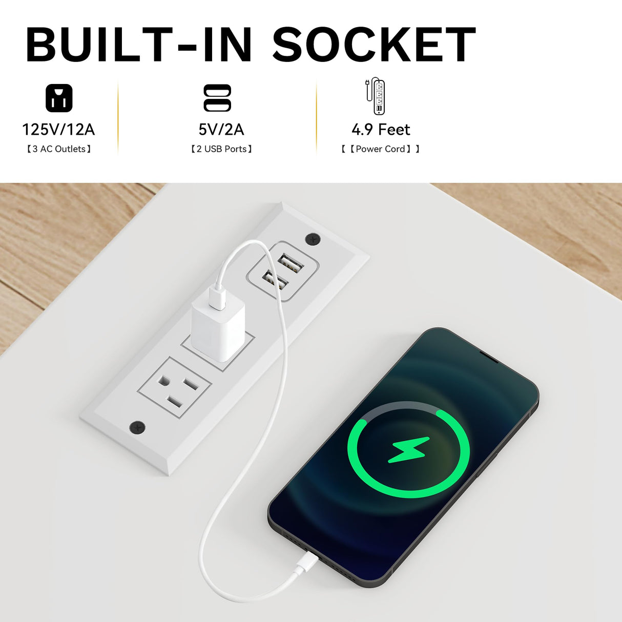 DWVO Farmhouse Wooden Dresser TV Stand with Power Outlet, 6-Drawer Dresser with Large Storage Drawers and Bar Handles, Ideal for Living Room, Hallway, 47.2" L x 15.7" W x 33.4" H - White & Walnut DWVO