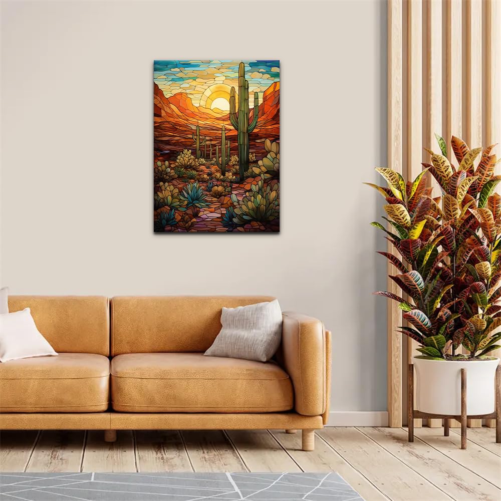 Natuyalo Paint by Numbers for Adults with Framed on Canvas, Wilderness Landscape Paint by Numbers Kits for Beginners, Cactus DIY Acrylic Painting Kits with Frame Ideal Gift (12x16 Inch) Natuyalo