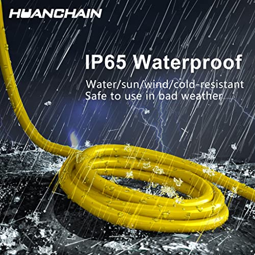 HUANCHAIN Outdoor Extension Cord 100 ft Waterproof, 16/3 Gauge Flexible Cold-Resistant Appliance Extension Cord Outside, 10A 1250W 16AWG SJTW, 3 Prong Heavy Duty Electric Cord Yellow, ETL huanchain