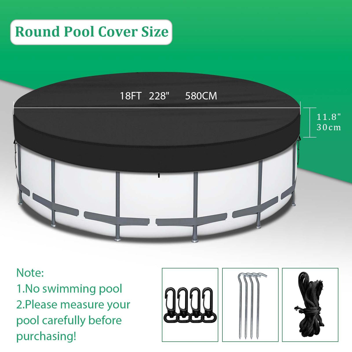RICHIE 18FT Pool Cover, Round Solar Cover for Above Ground Pool, Heavy Duty 420D Oxford Waterproof Cover, Perfect to Keep Swimming Pool Clean RICHIE