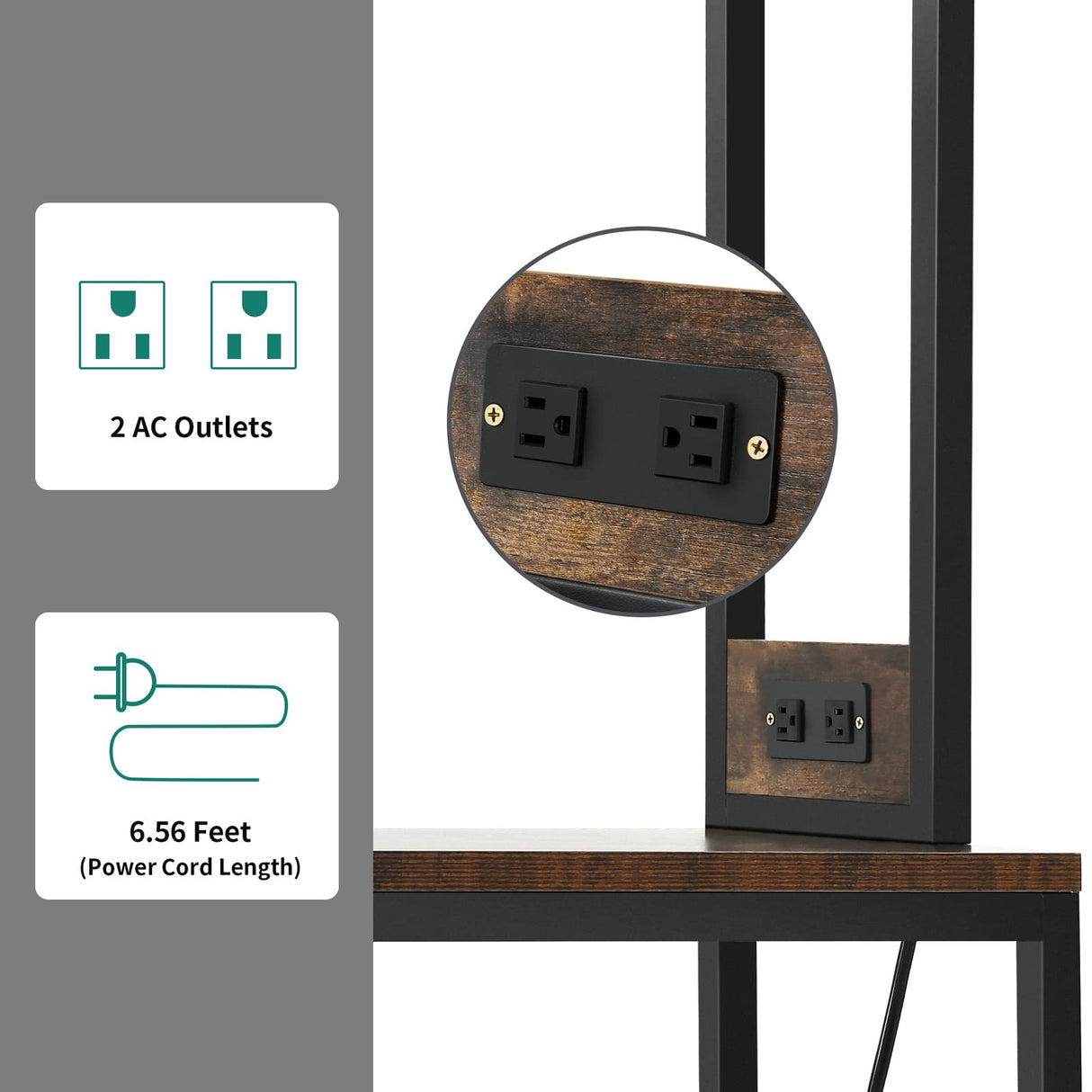 YITAHOME Kitchen Microwave Bakers Stand Wine Rack Coffee Bar Storage for Liquor Glasses Power Outlet Wine Rack Freestanding Floor Tall Farmhouse Shelf Dining Room Hutch 35 Inch Large, Rustic Brown YITAHOME