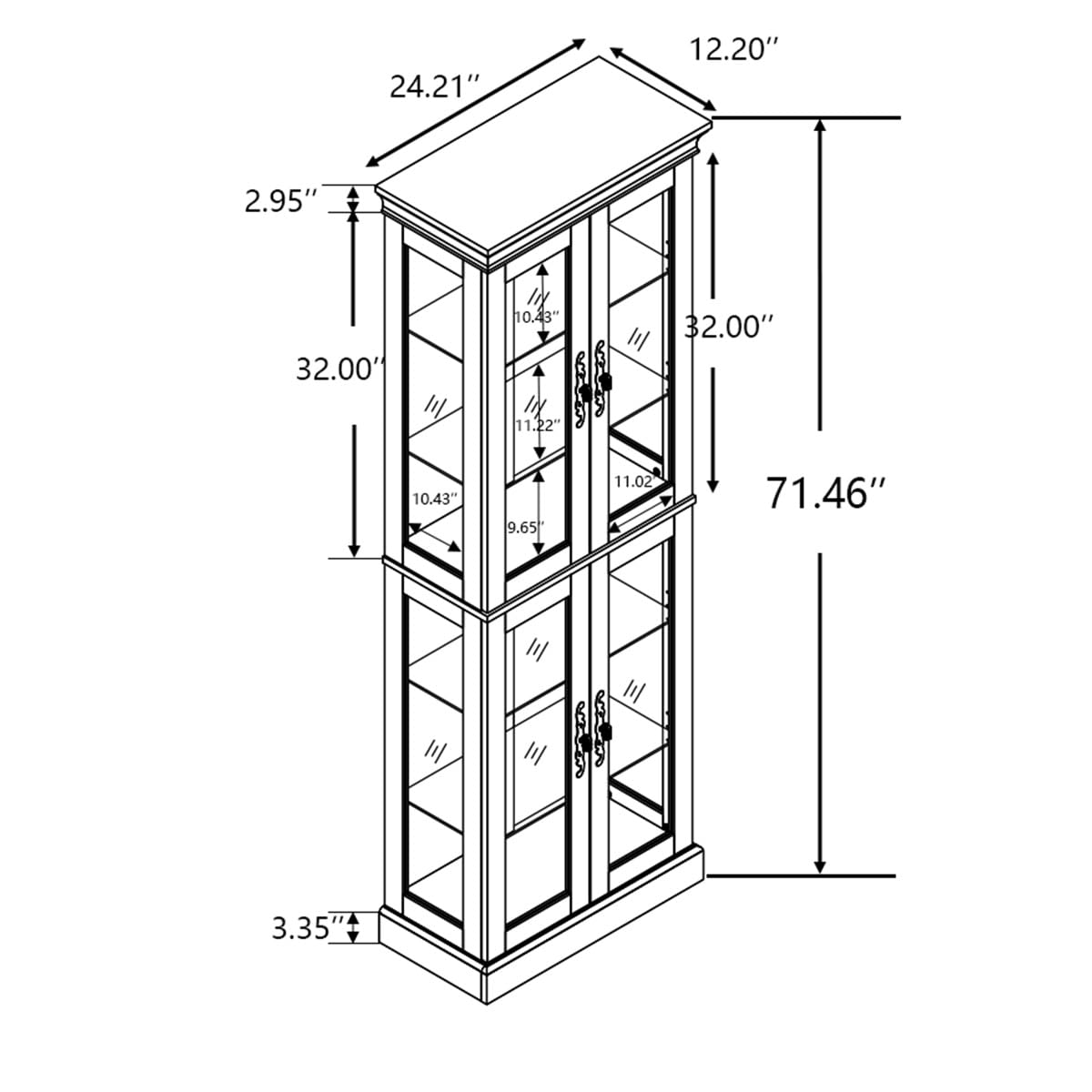 Lighted Glass Curio Cabinet with Lights & Adjustable Shelves,White Corner Curio Display Cabinet with Wood Frame (Free Standing,Light Bulb Include) YiaFurio