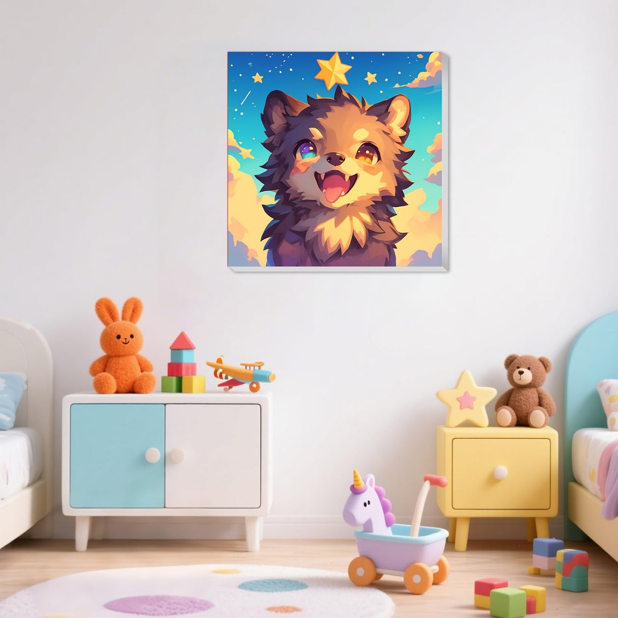 XTCIXAL Paint by Numbers Kit for Kids with Frame, Wolf Paint by Number Kids Age 5-8-12, Paint by Number with Frame for Gifts and Home Decor 8X8 Inch XTCIXAL