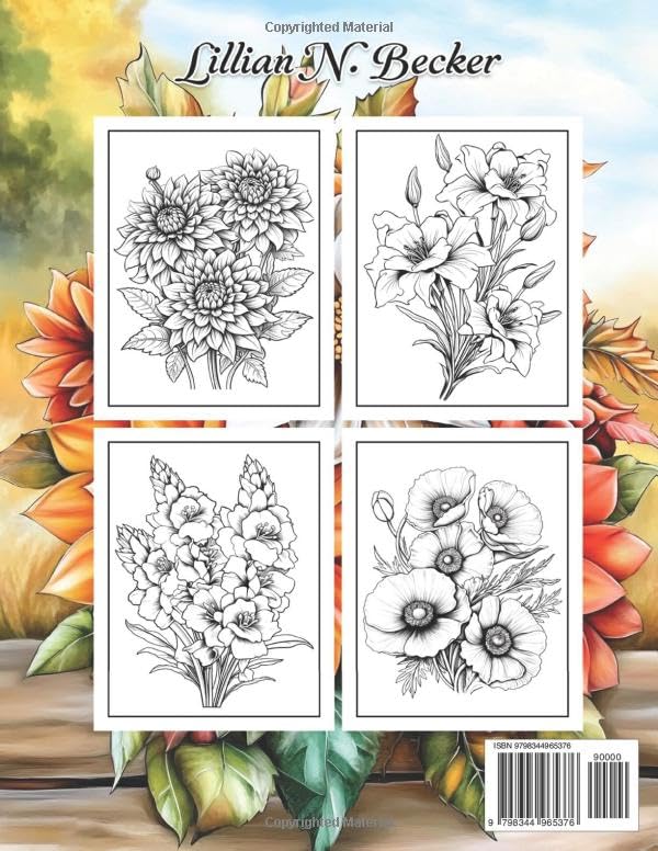 Flower Coloring Book for Adults: Relaxing 50 Floral Designs and Beautiful Bouquets for Creative Expression and Anxiety Relief WoodArtSupply