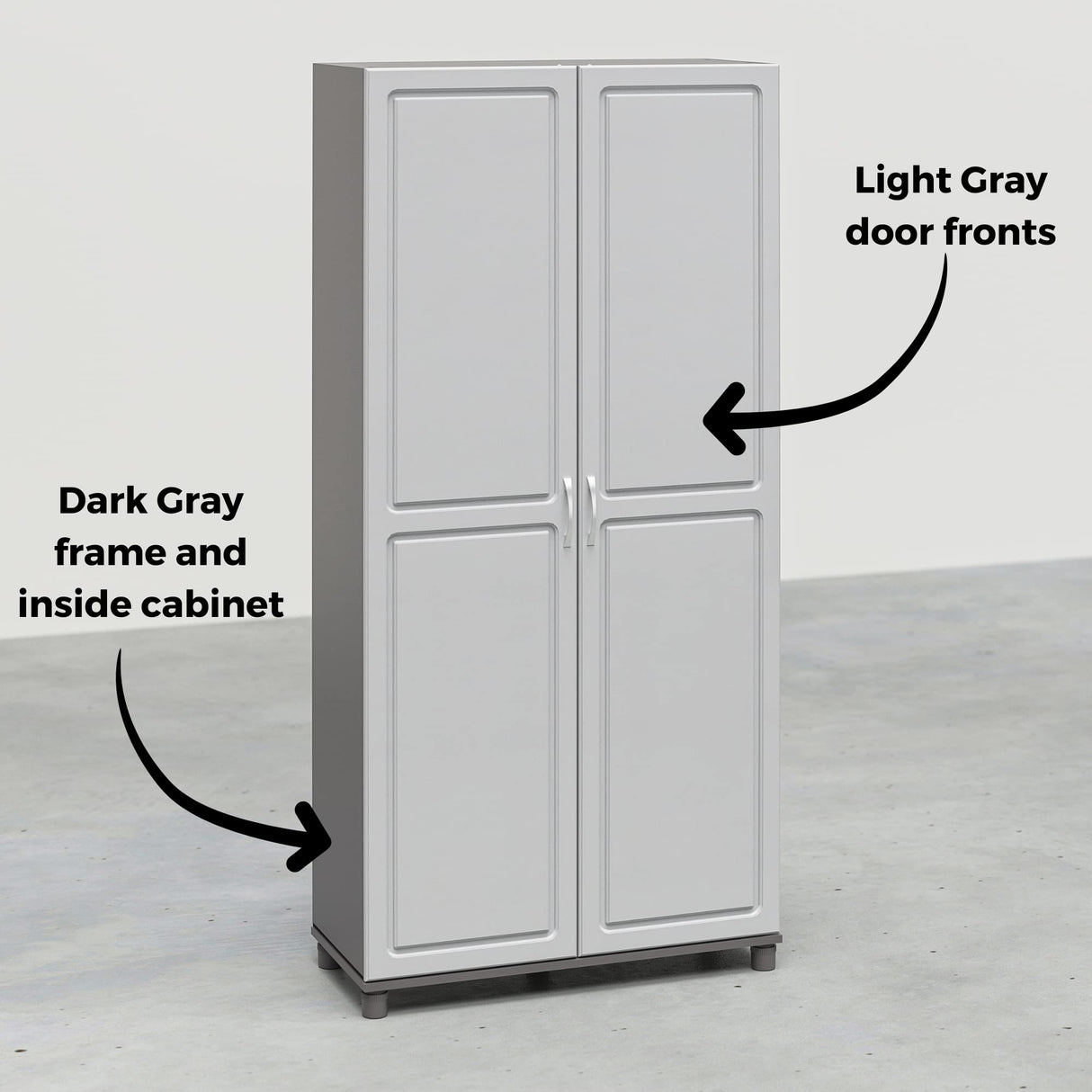 SystemBuild Evolution Kendall 36" Utility Storage Cabinet, Graphite Gray/Light Gray SystemBuild