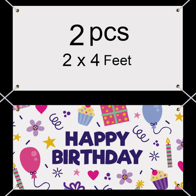 2 Pcs Sublimation Banner blank banners to decorate vinyl,2x4 Ft Polyester Oxford Cloth Blank Banner Signs with Hanging Ropes DIY Banner Sign for Business Office Supply for School Wedding Birthday