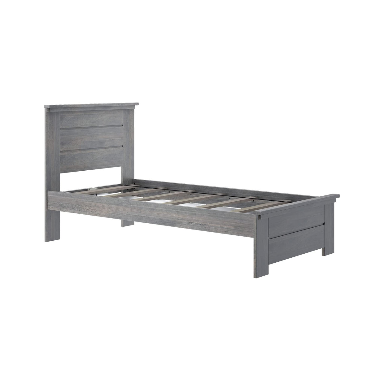 Max & Lily Modern Farmhouse Twin Bed, Bed Frame with Headboard For Kids, Panel, Driftwood Max & Lily