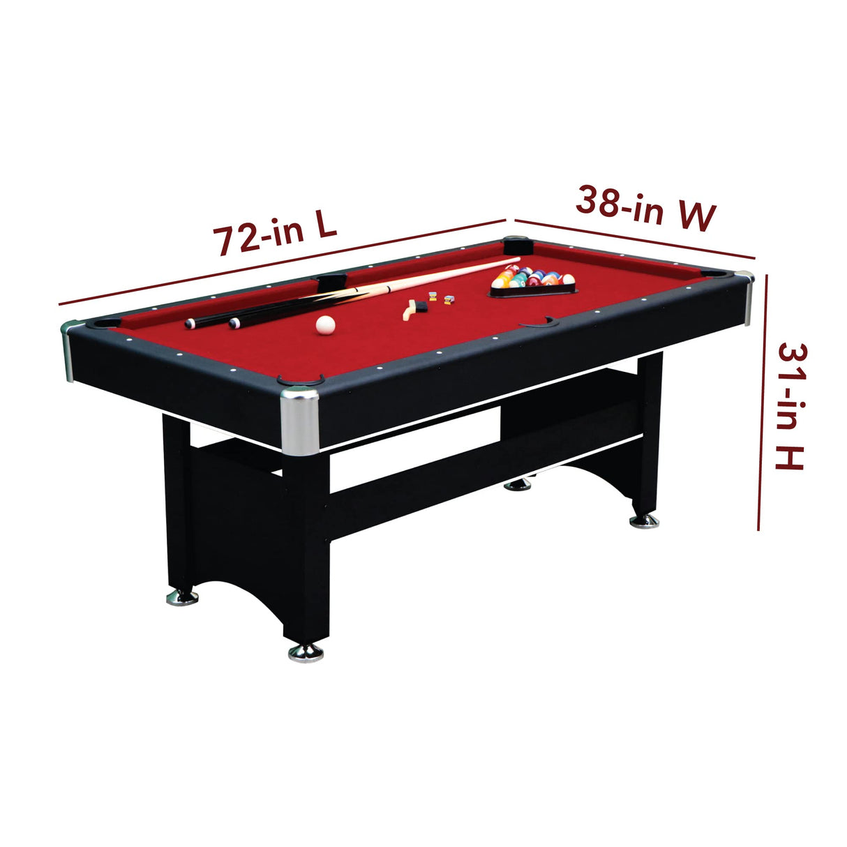 Spartan 6-ft Pool Table with Table Tennis Top - Black with Red Felt Hathaway