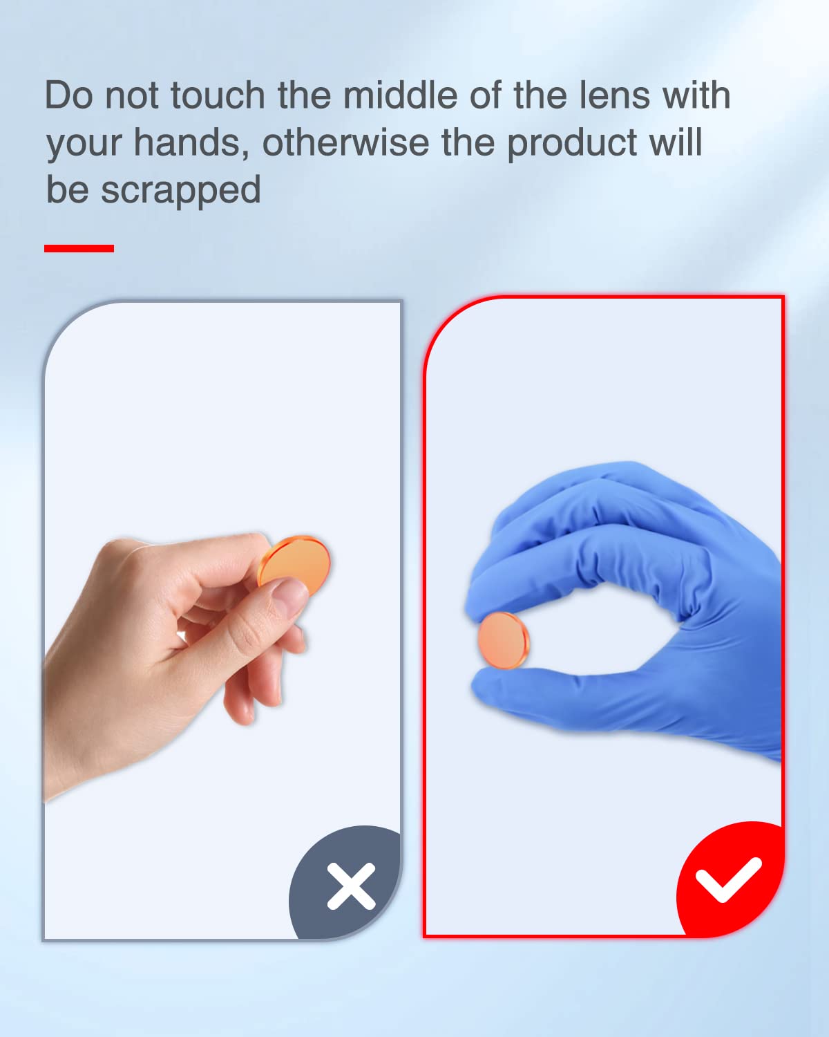 FAHKNS PVD ZnSe CO2 Laser Lens Dia:12mm/0.47" FL50.8mm/2" T2.2mm Focus Lens for CO2 Laser Engraving Cutting Engraver/Cutter 30W-60W FAHKNS