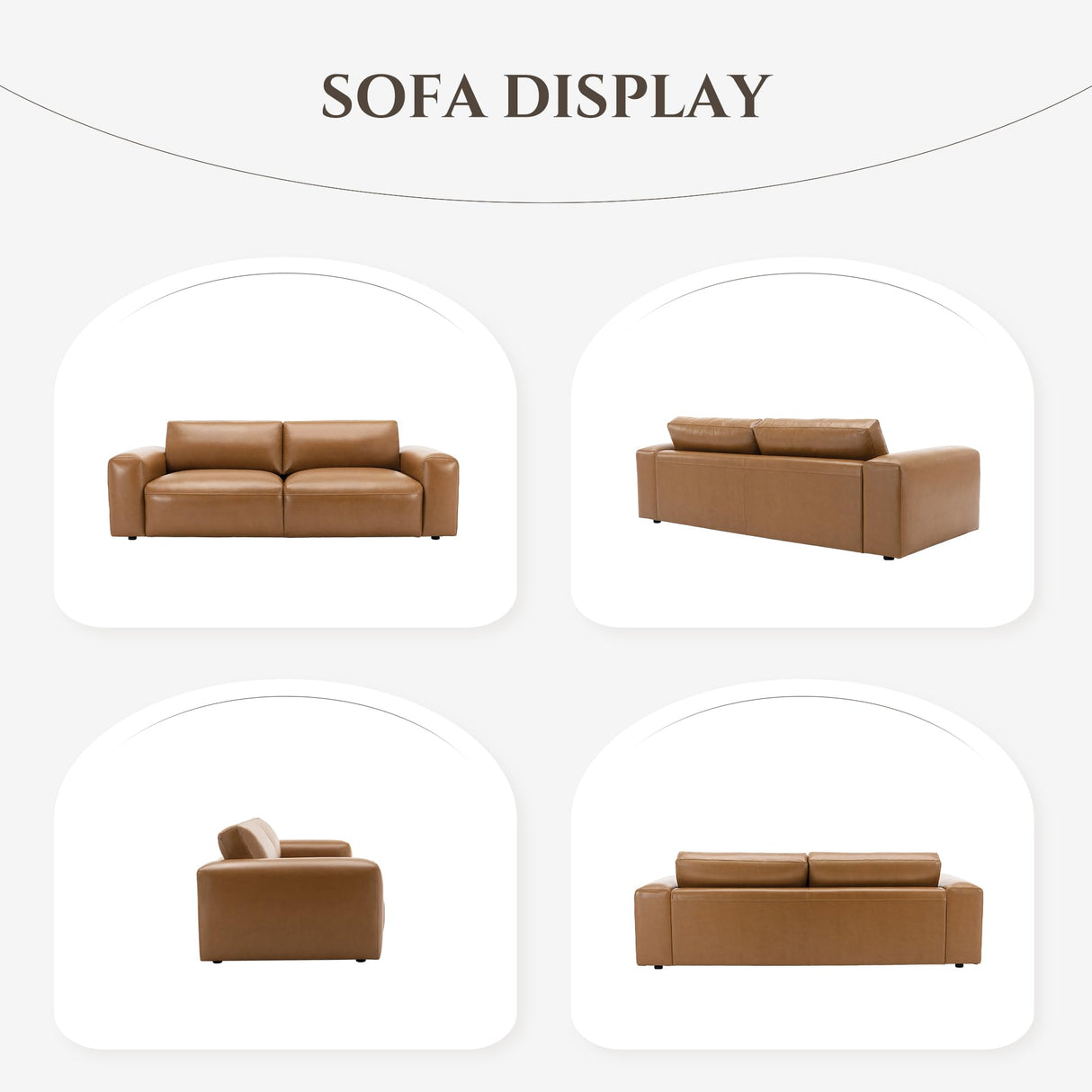 COLAMY 95" Oversized PU Leather Sofa, Comfy Sofa Couch with Extra Deep Seats, Wide Arm, Down Filled 3-Seater Sofa for Living Room, Apartment Lounge-Brown COLAMY