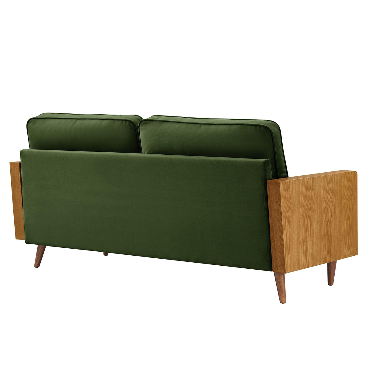 Modway Kellan 72 Inch Velvet Sofa in Walnut Moss Green Modway