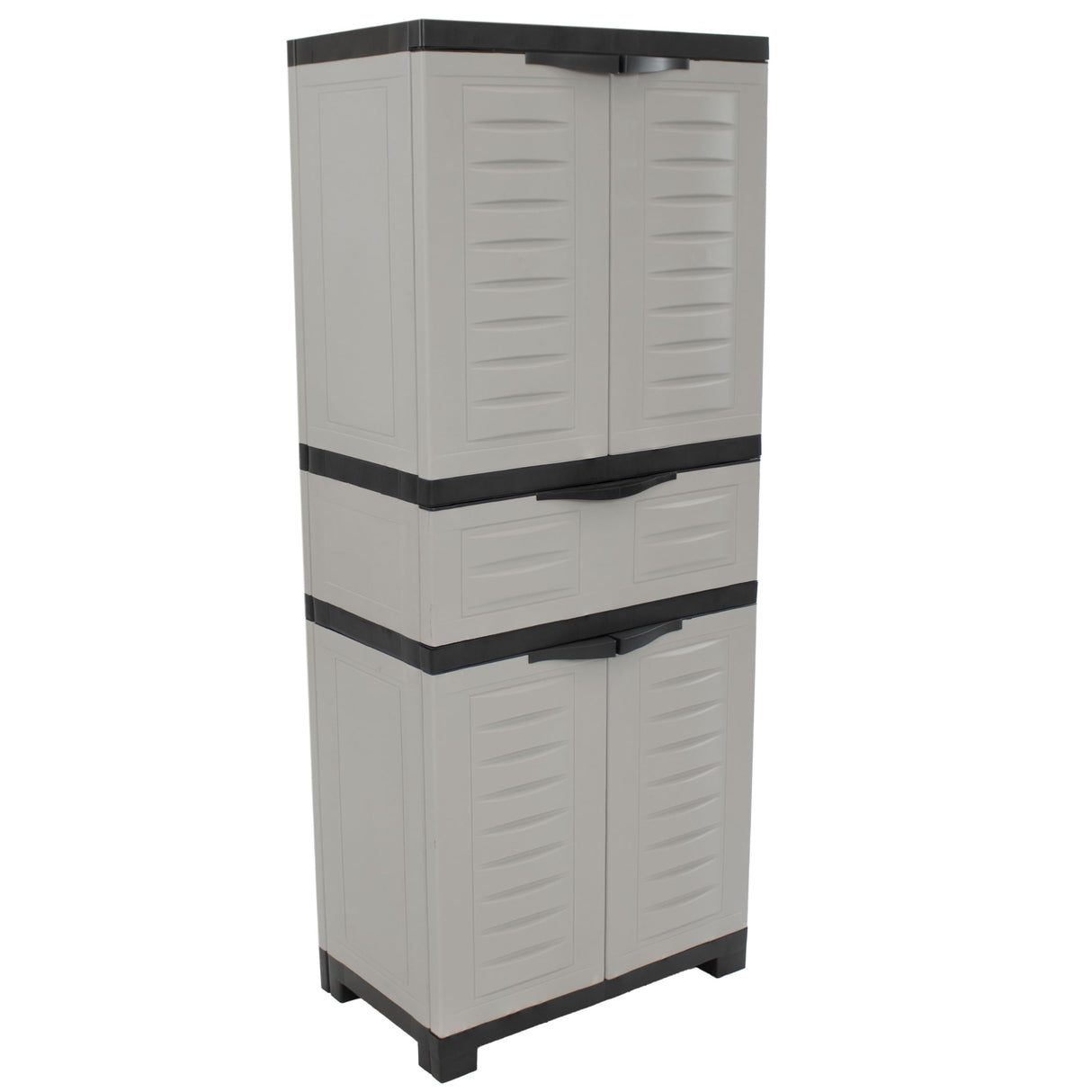 Sunnydaze Plastic Garage Storage Cabinet with 2 Adjustable Shelves - 57" H - Garage, Office, Home, Laundry Room - Gray Sunnydaze Decor