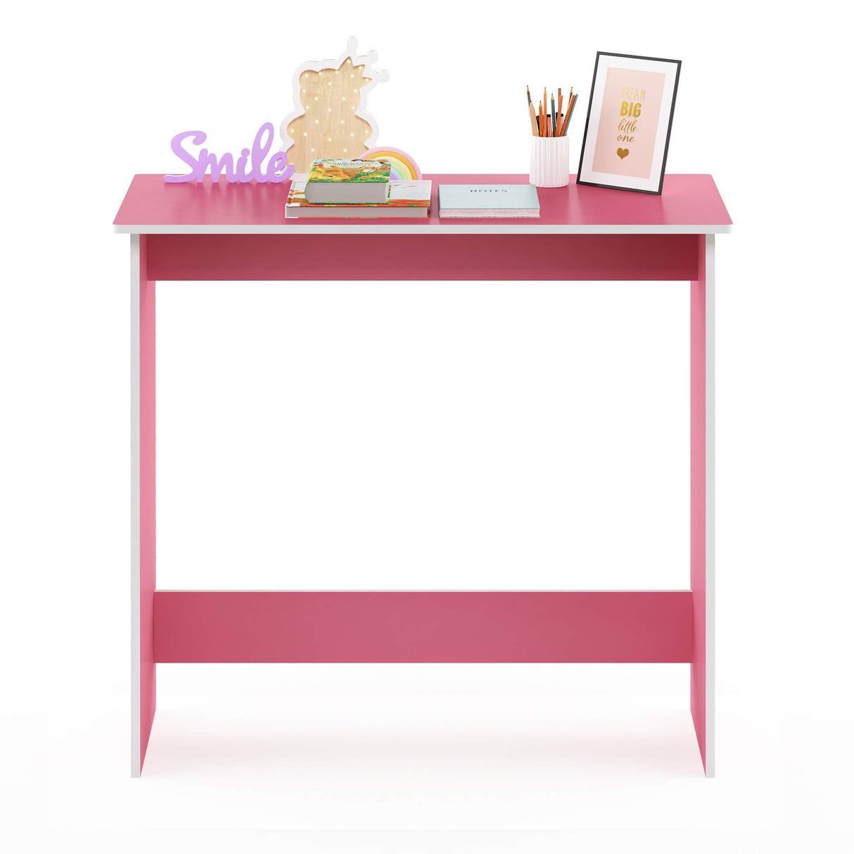 FURINNO Simplistic Study Table, Pink, 15.5 in x 31.5 in x 29.75 in (D x W x H) Furinno