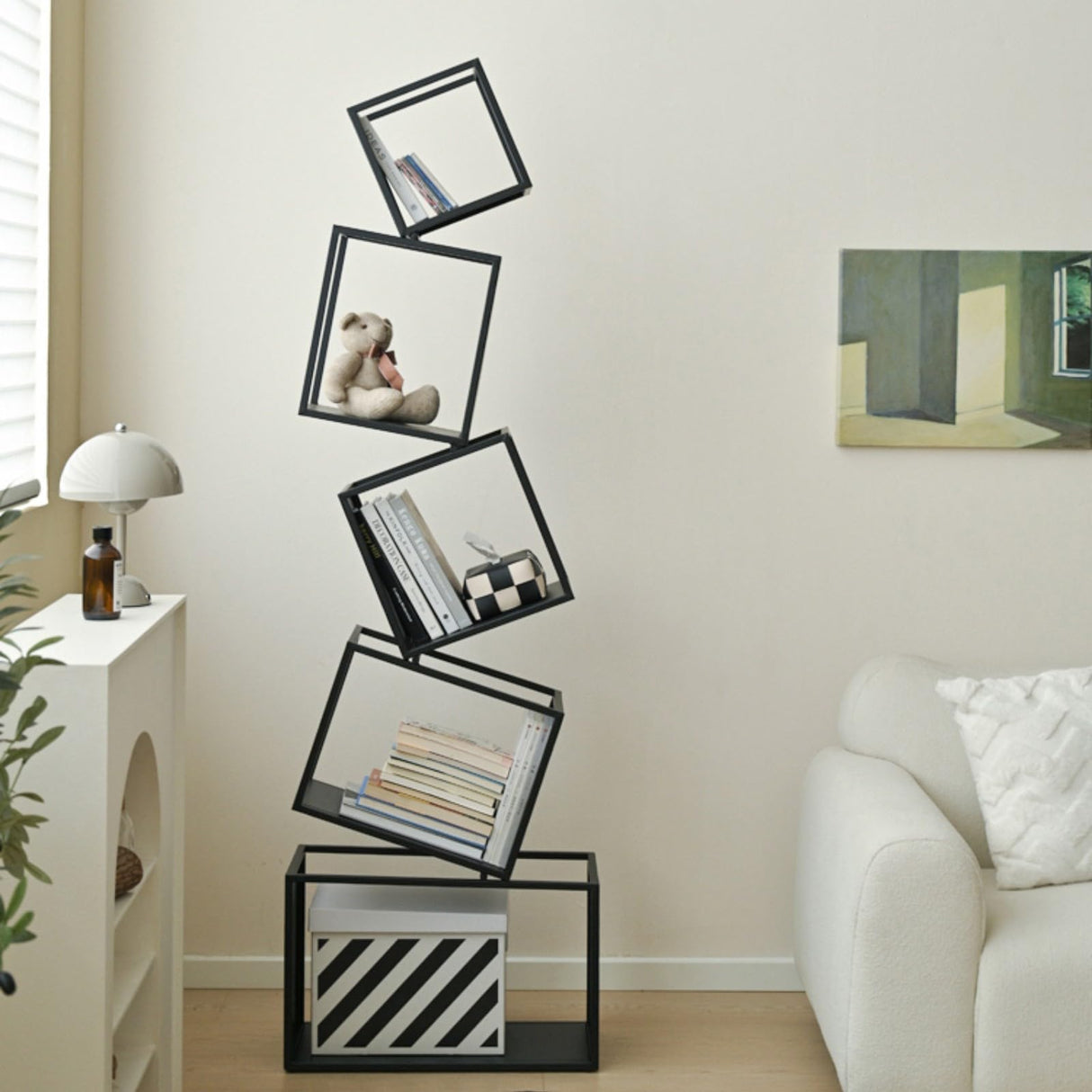 Weltallina 5-Tier Modern Black Bookshelf - Stylish Storage Solution for Home and Office Weltallina