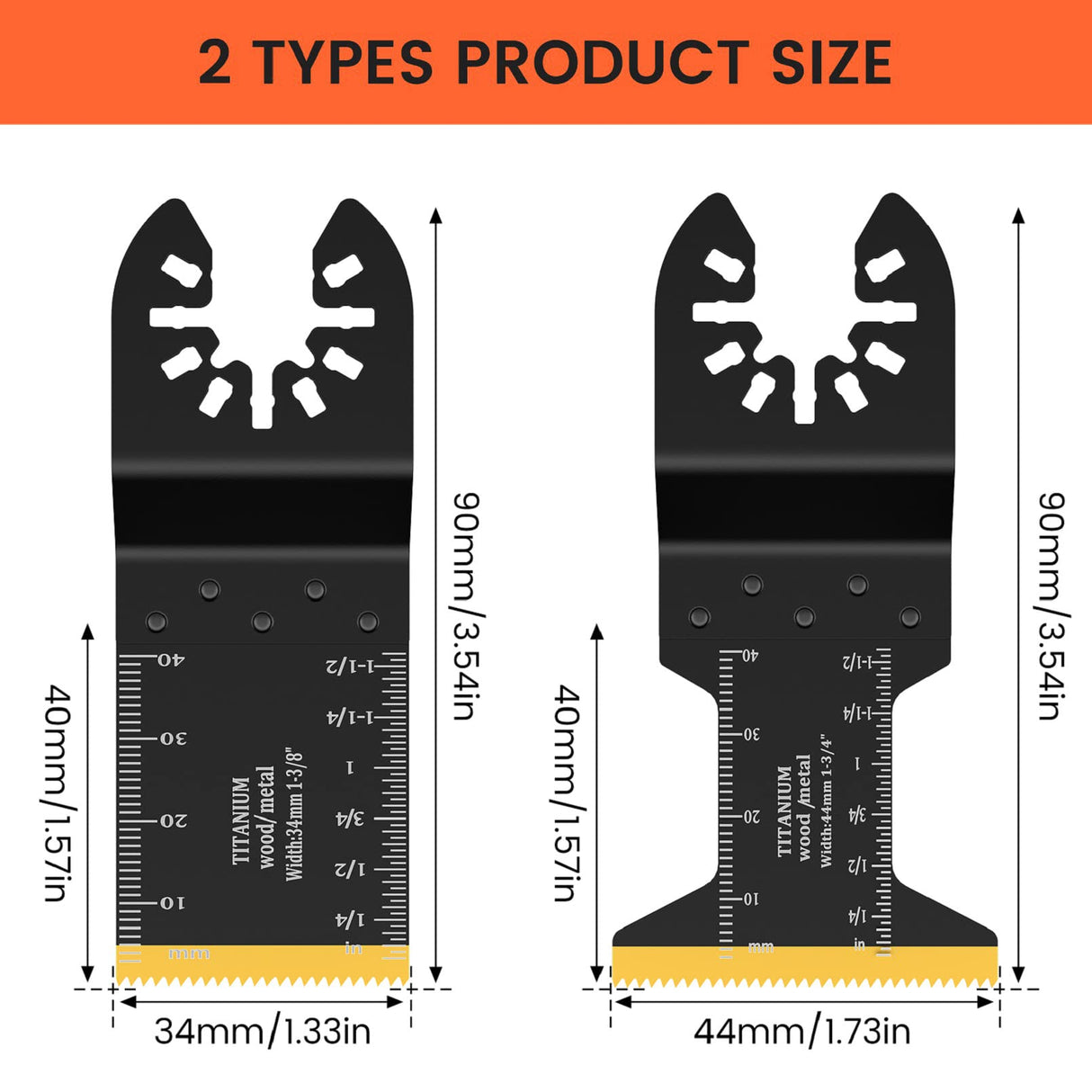TEMINO Titanium Oscillating Tool Blades 4PCS Multi Tool Blades Kits Oscillating Saw Blades for Metal Wood Plastic Compatible with Dewalt, Rockwell, Milwaukee, Bosch etc. TEMINO