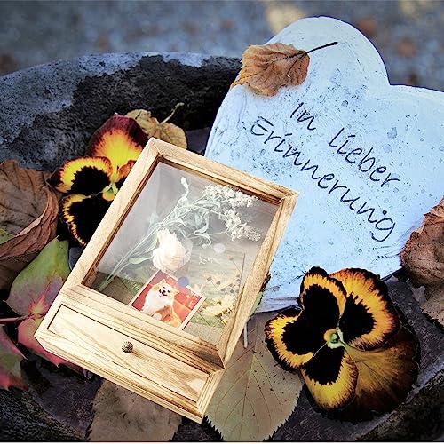 LITAITAI 12 x17inch Shadow Box Frame with Shelves,1 Drawer 3 Removable Shelfs–Wooden Acrylic Display Cases, Wall Mount Keepsake Box,Shadow Box with LITAITAI