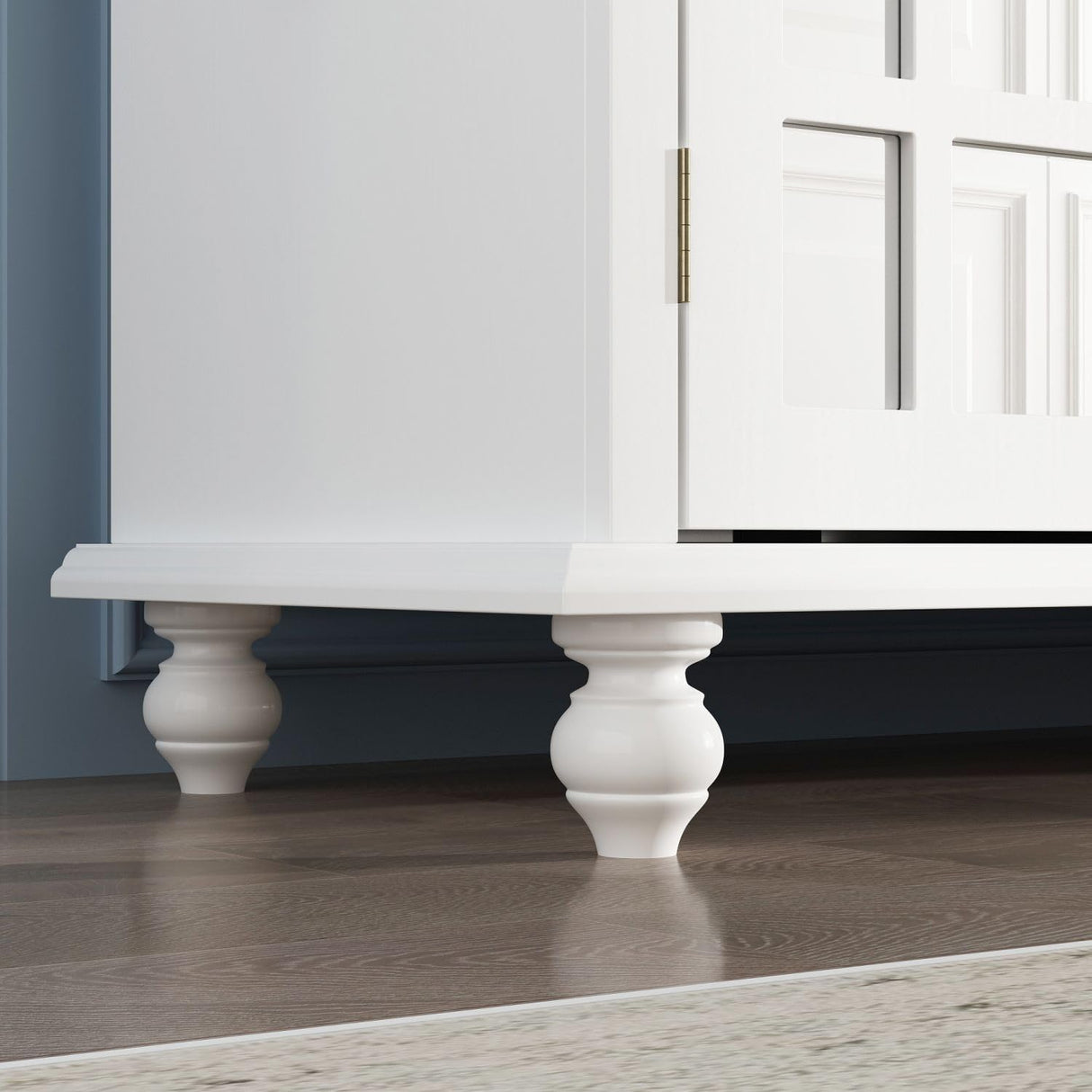 MOUMON Credenza Buffet Sideboard with 4 Acrylic Doors and Shelves, Buffet Table Sideboard Storage Cabinet with Wooden Legs, for Living Room White (63”W x 15.7”D x 31.5”H) MOUMON