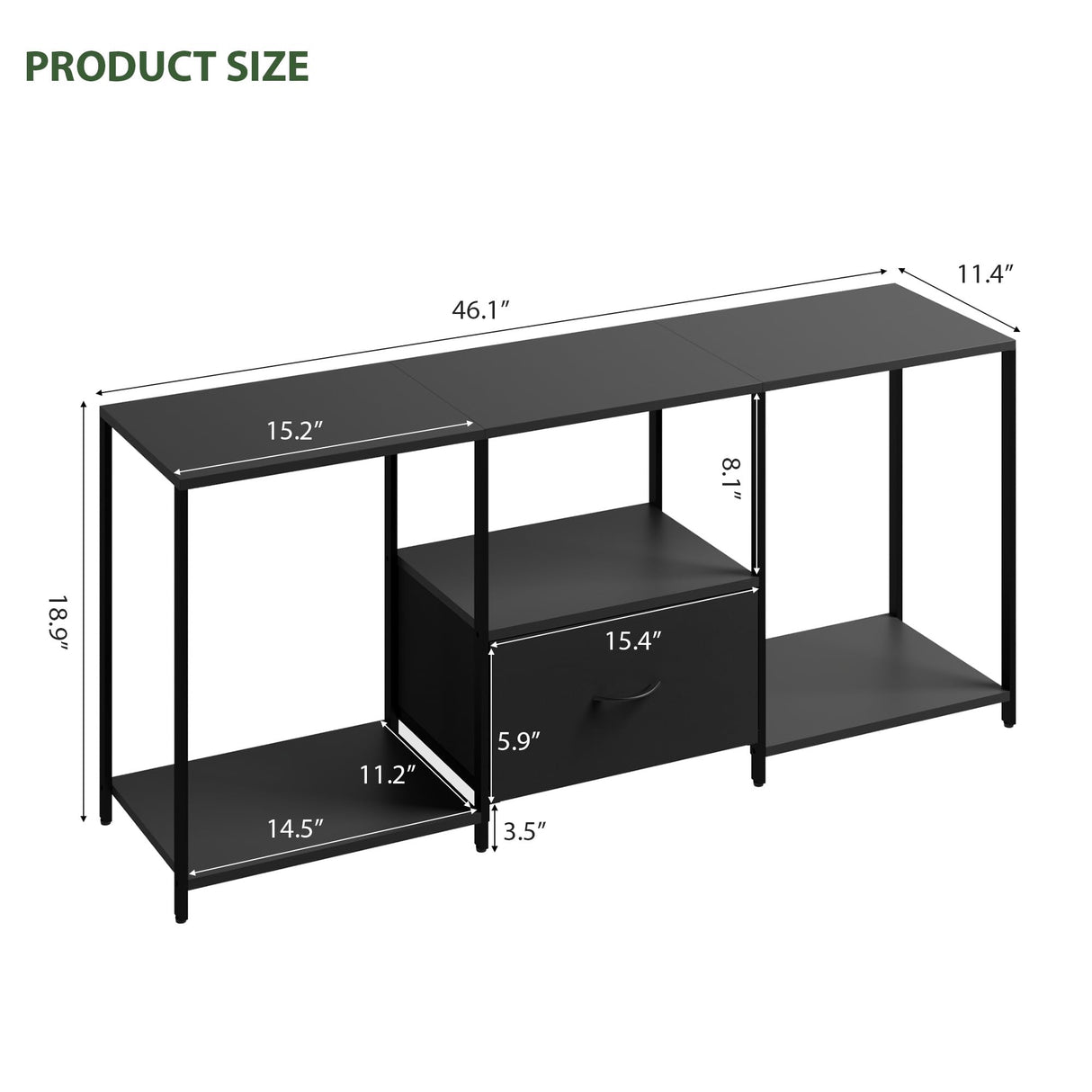 Amenitlif LED TV Stand with Open Shelves and Fabric Drawer, Entertainment Center with LED Lights, Media Console for 55" TV, Television Stands for Living Room, Bedroom Amenitlif
